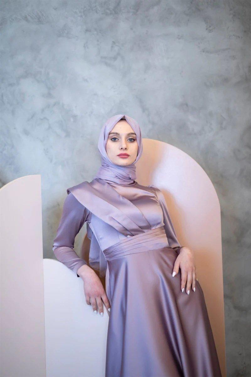 Helen Hijab Evening Dress - Lilac