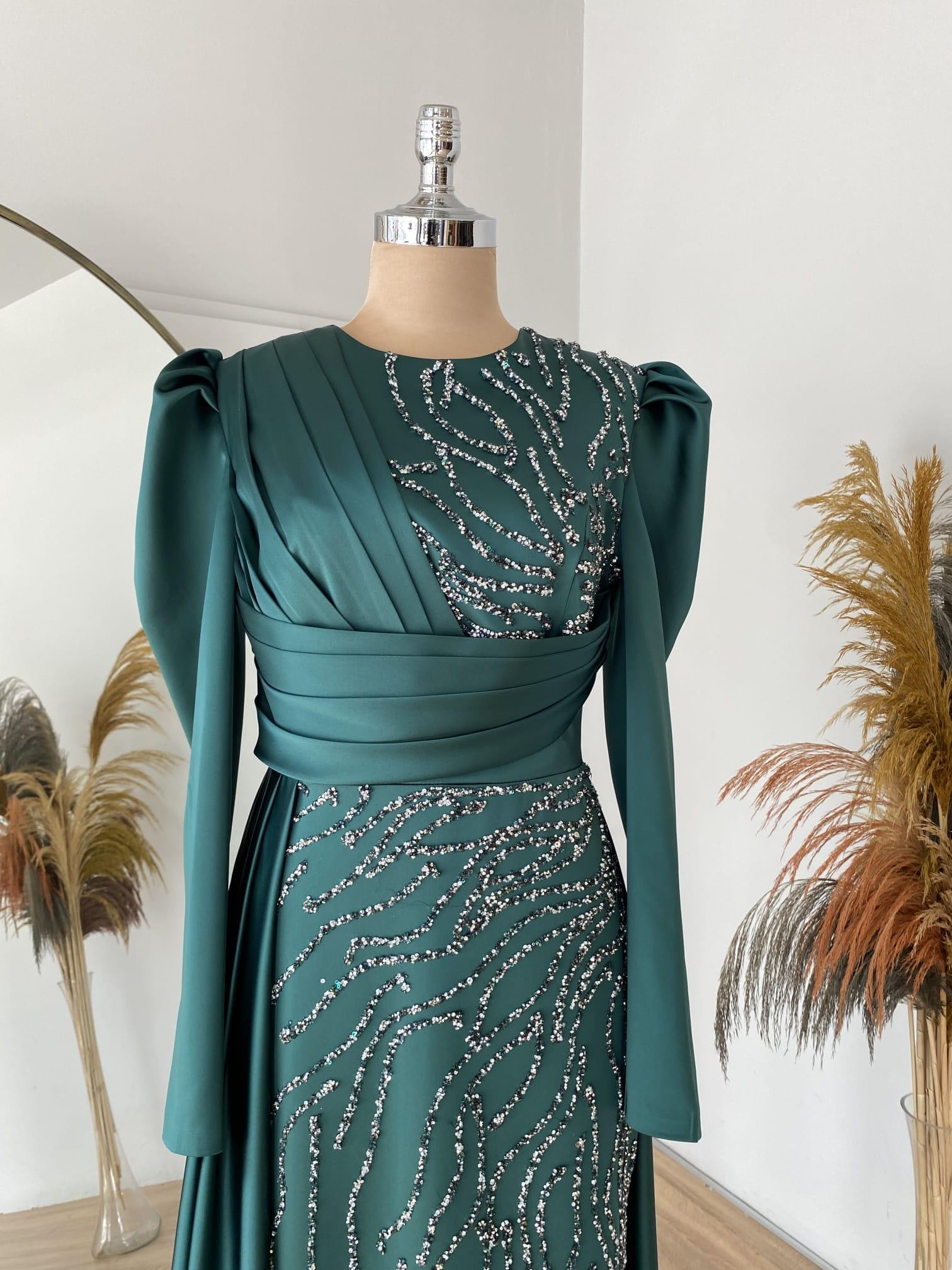 Lara Hijab Evening Dress - Emerald