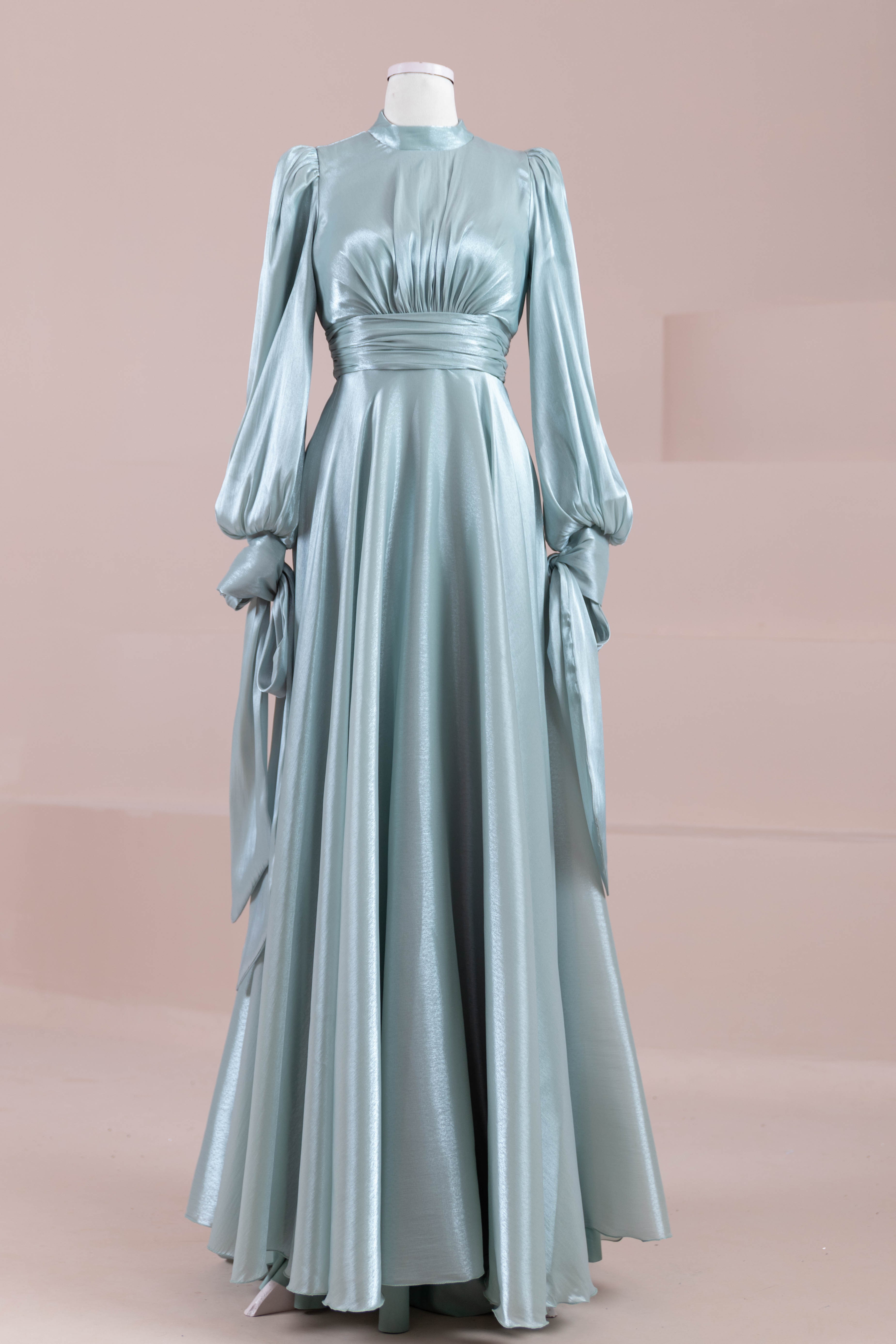 Pearl Tesettür Abiye - mint yeşili