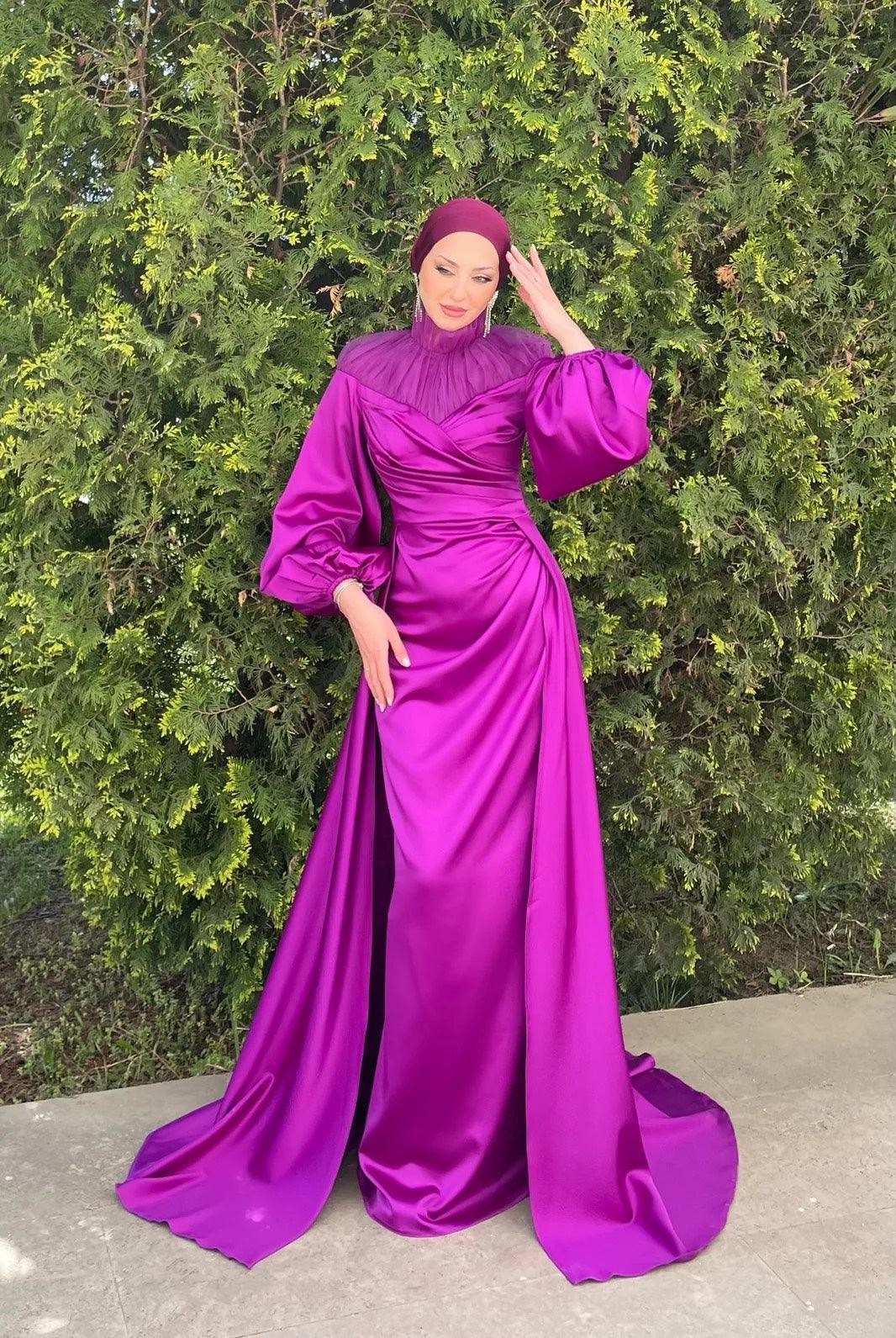 Eftelya Hijab Evening Dress - Purple