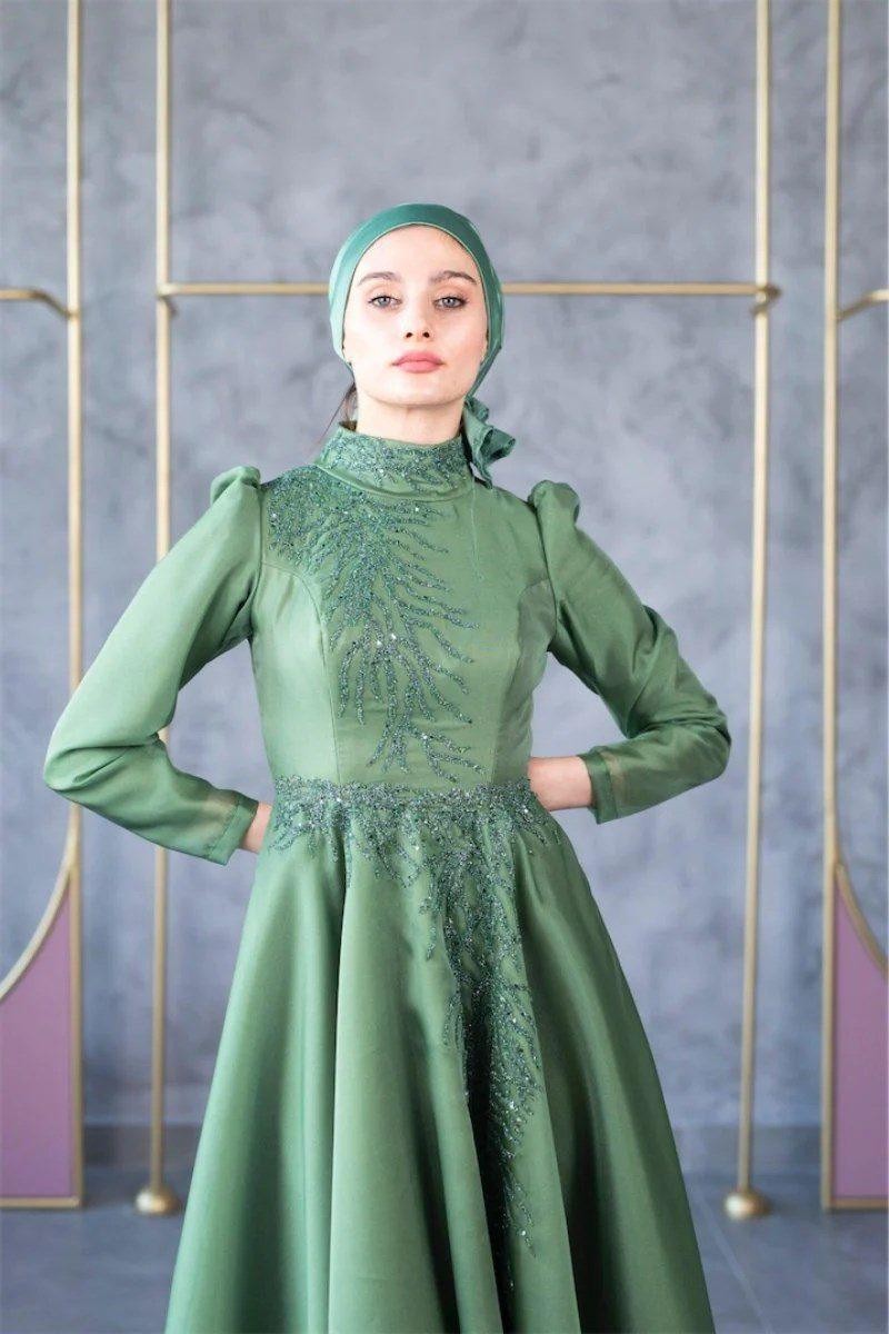 Mimoza Hijab Evening Dress - Green