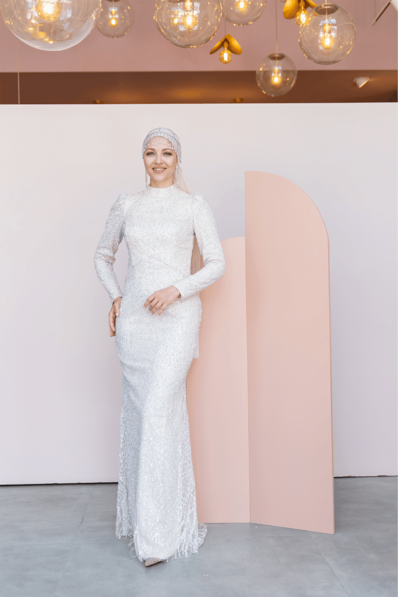 Asilen Hijab Evening Dress - Stone