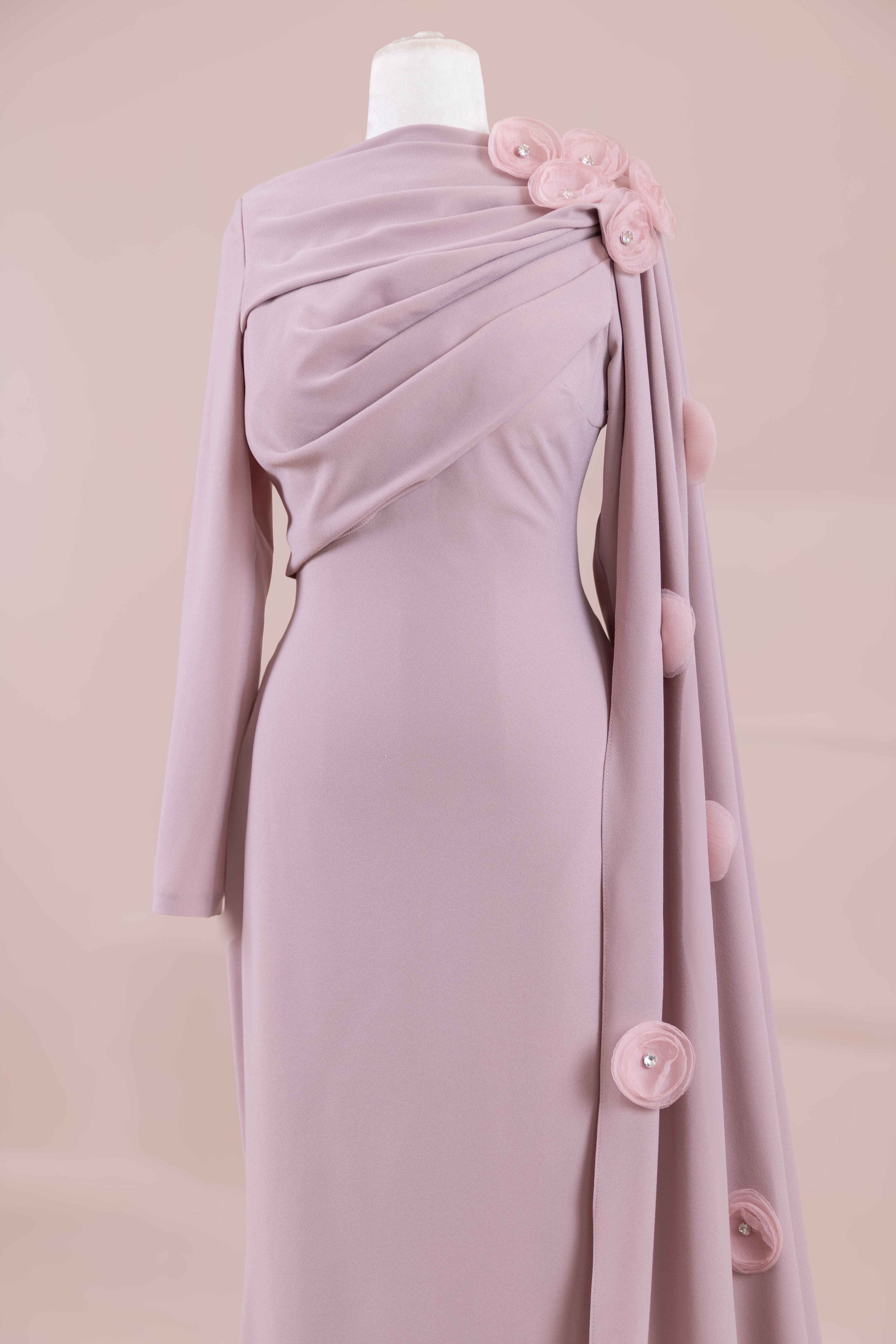 Mire Tesettür Abiye - Powder Pink