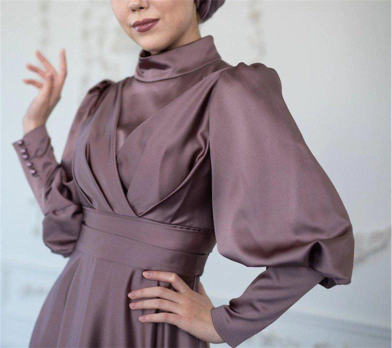 Anemon Hijab Evening Dress - Mink