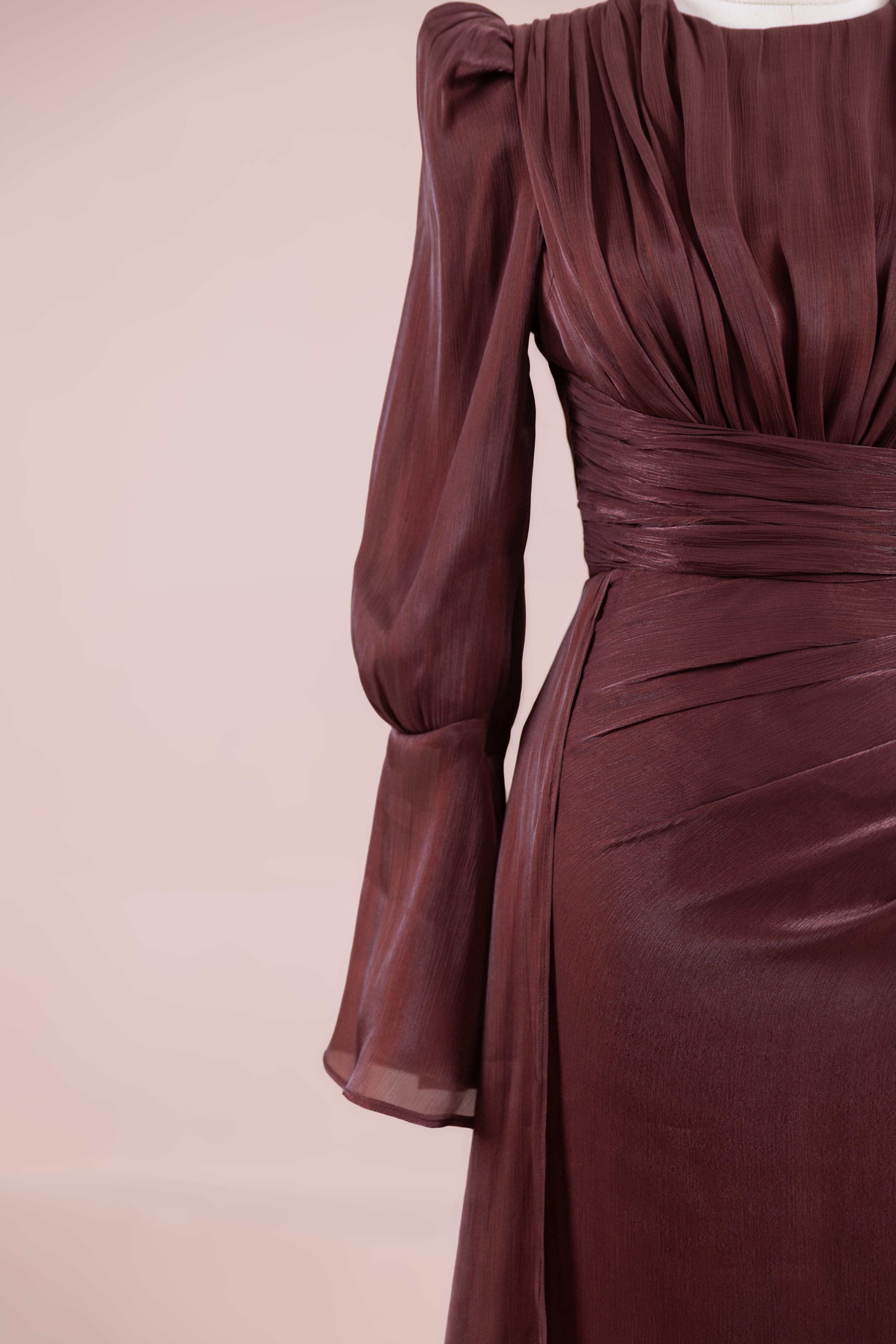 Glamour Tesettür Abiye - bery burgundy