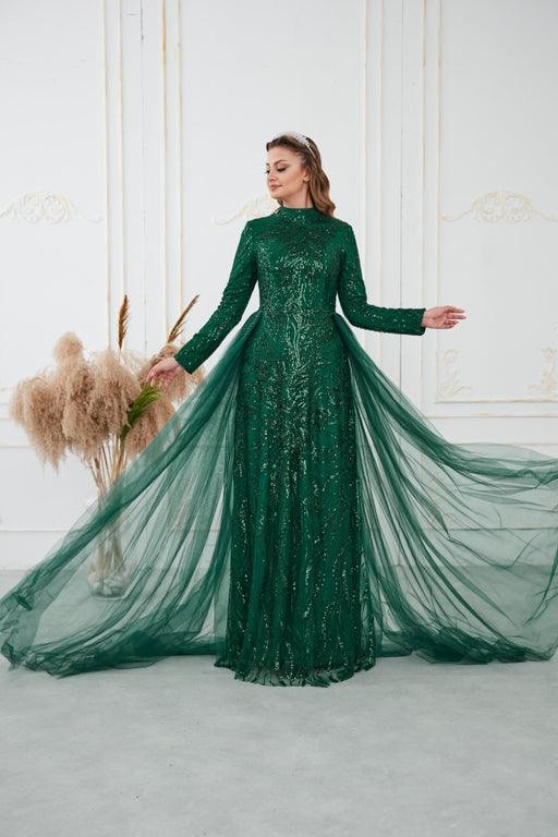 Liva Hijab Evening Dress - Emerald