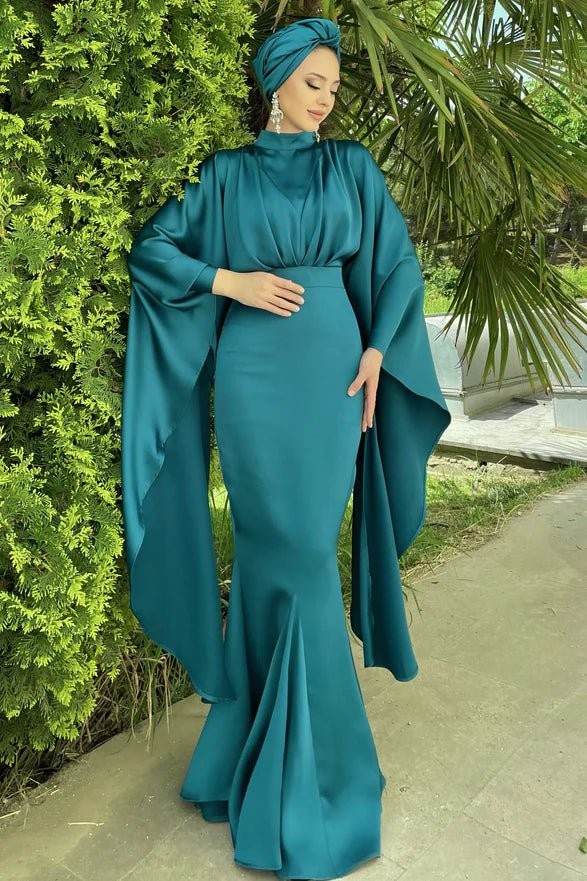 Erva Hijab Evening Dress - Petrol