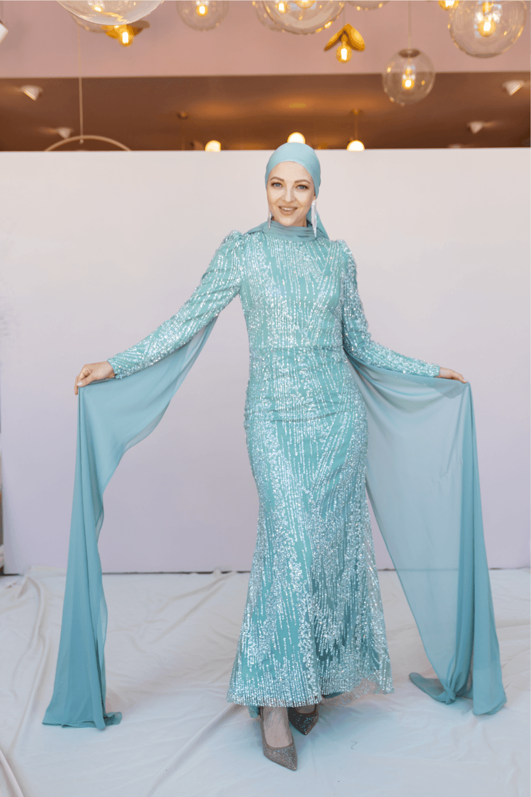 Ambra Hijab Evening Dress - Mint