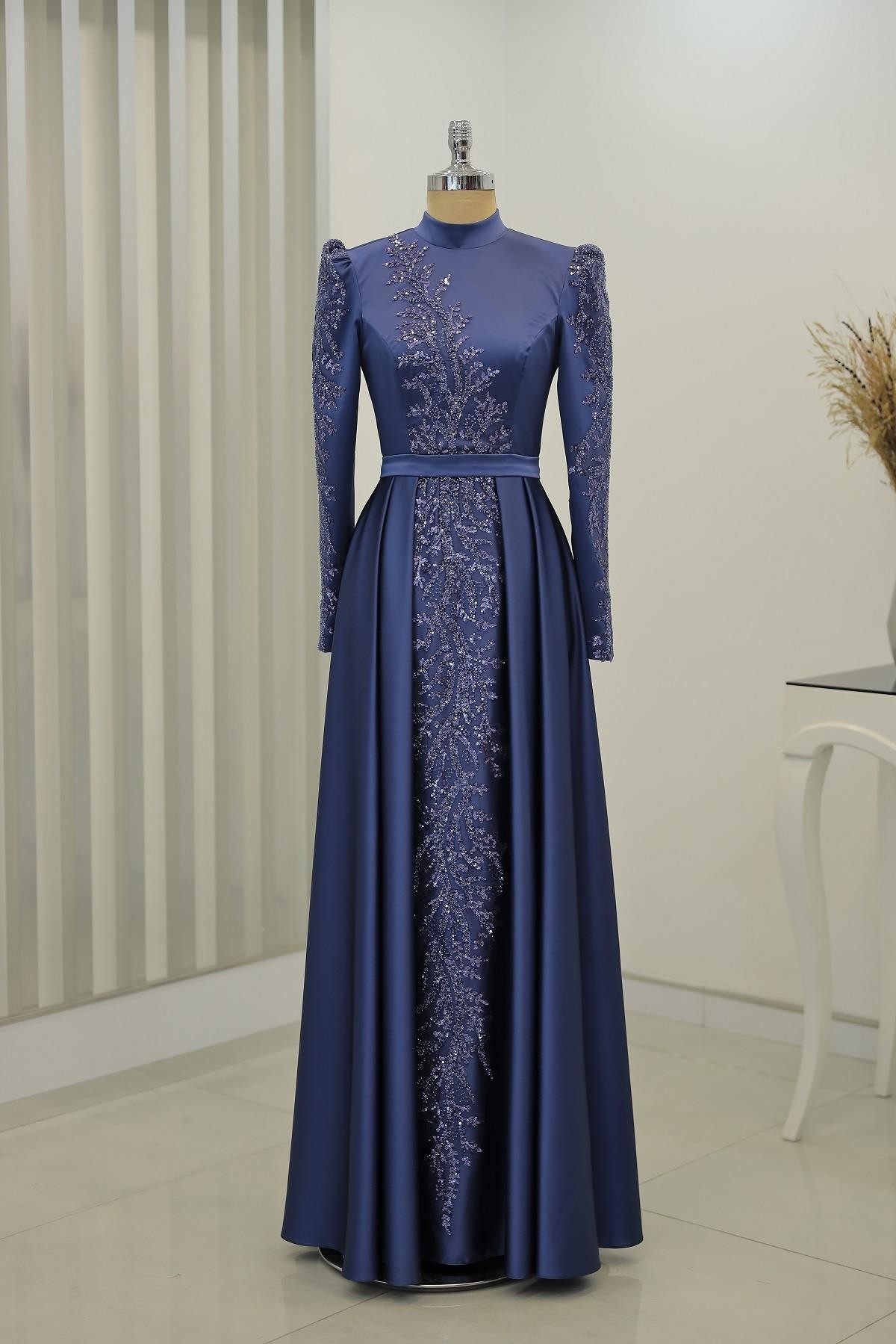 Meyra Hijab Evening Dress Indigo