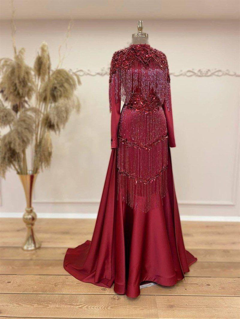 Elegance Tesettür Abiye - Bordo