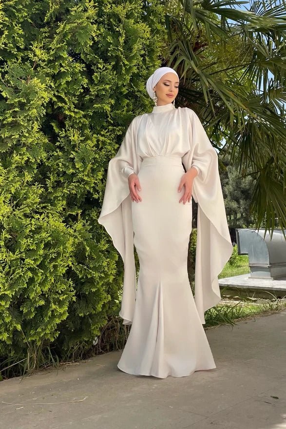 Erva Hijab Evening Dress - Ecru