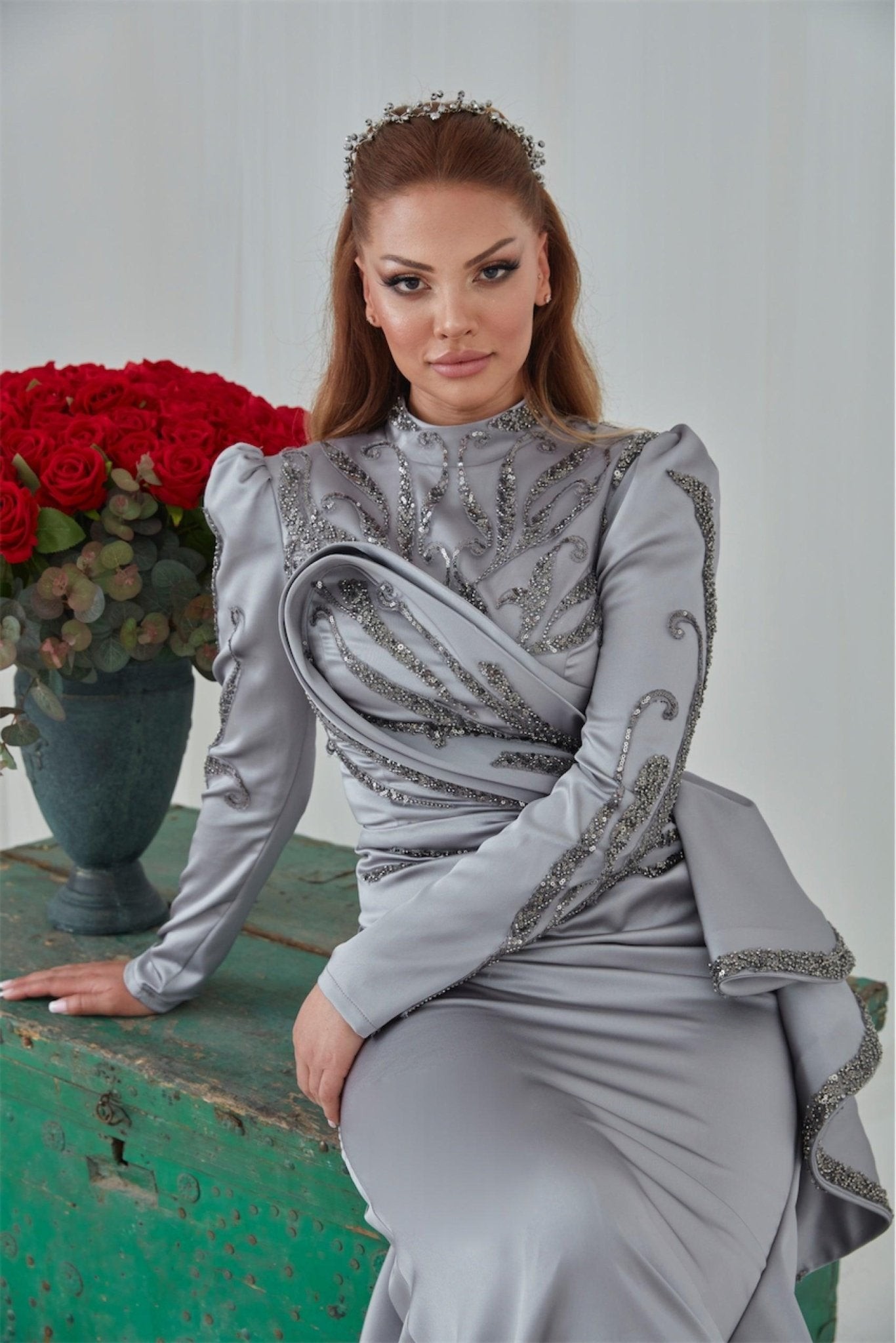 Hale Hijab Abendkleid – Grau