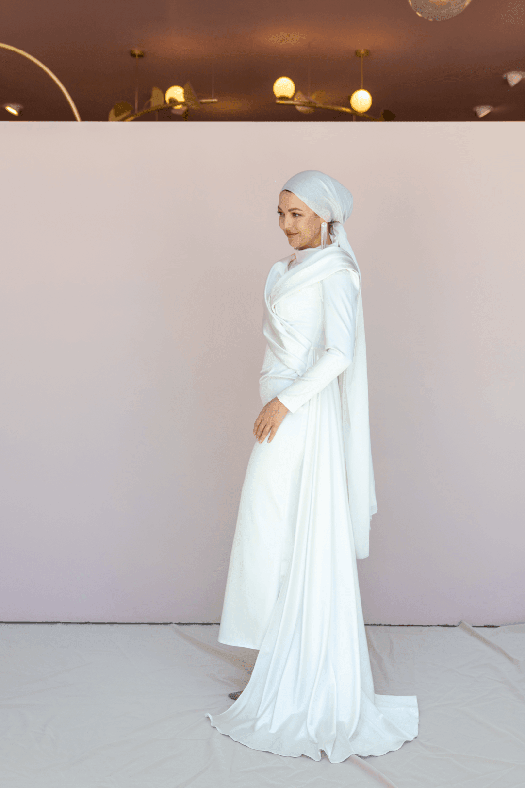 Glorinda Hijab Evening Dress - White