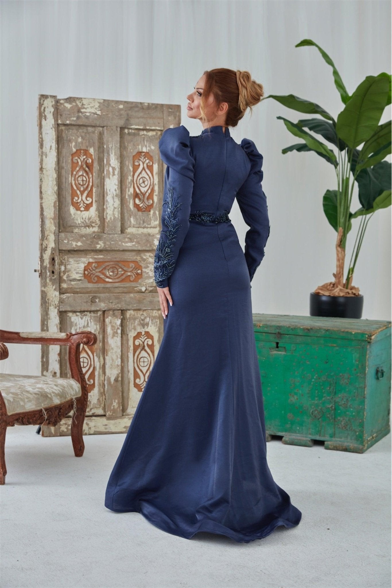 Ceylin Hijab Evening Dress - Gold