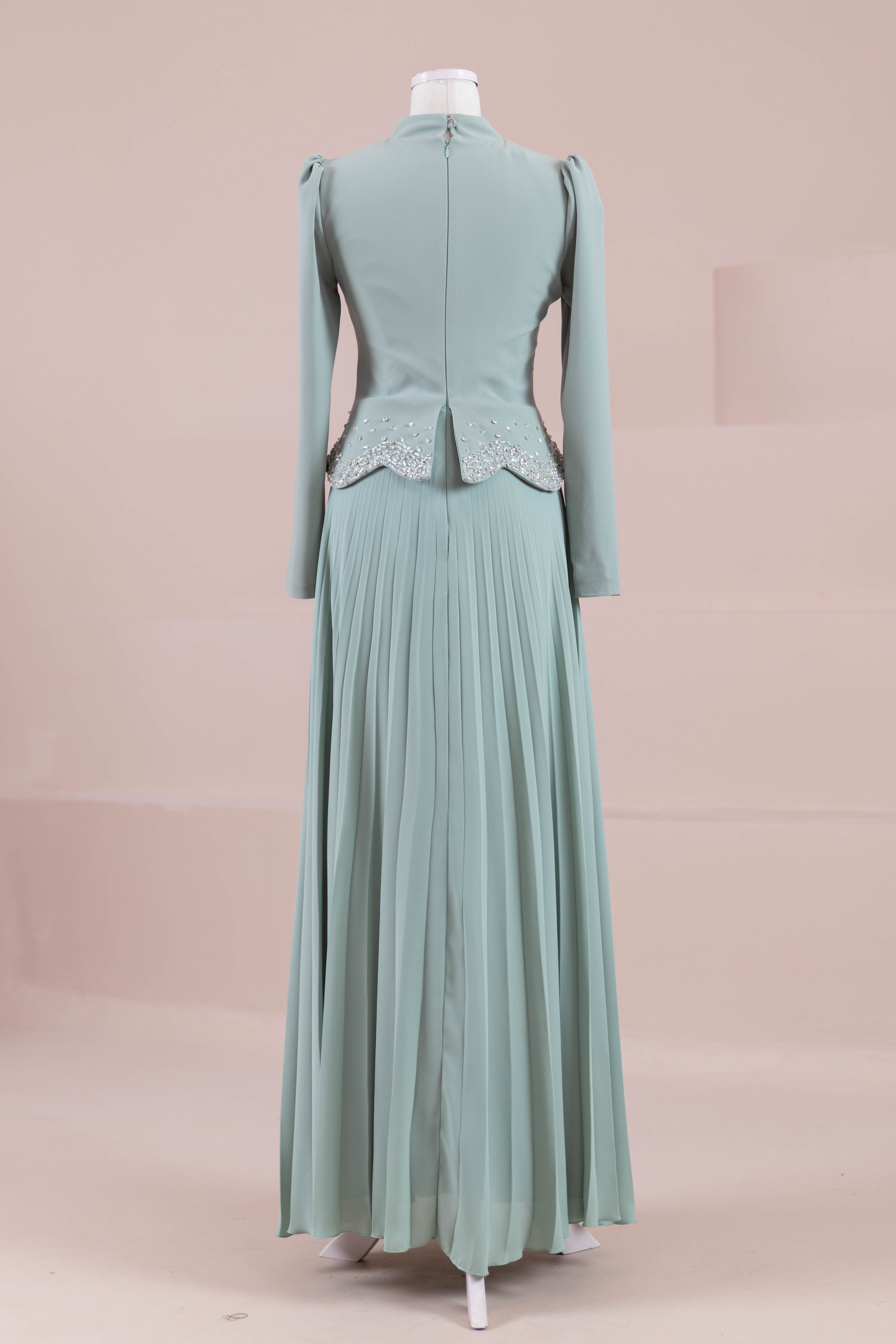 Velor Tesettur Abiye - Mint