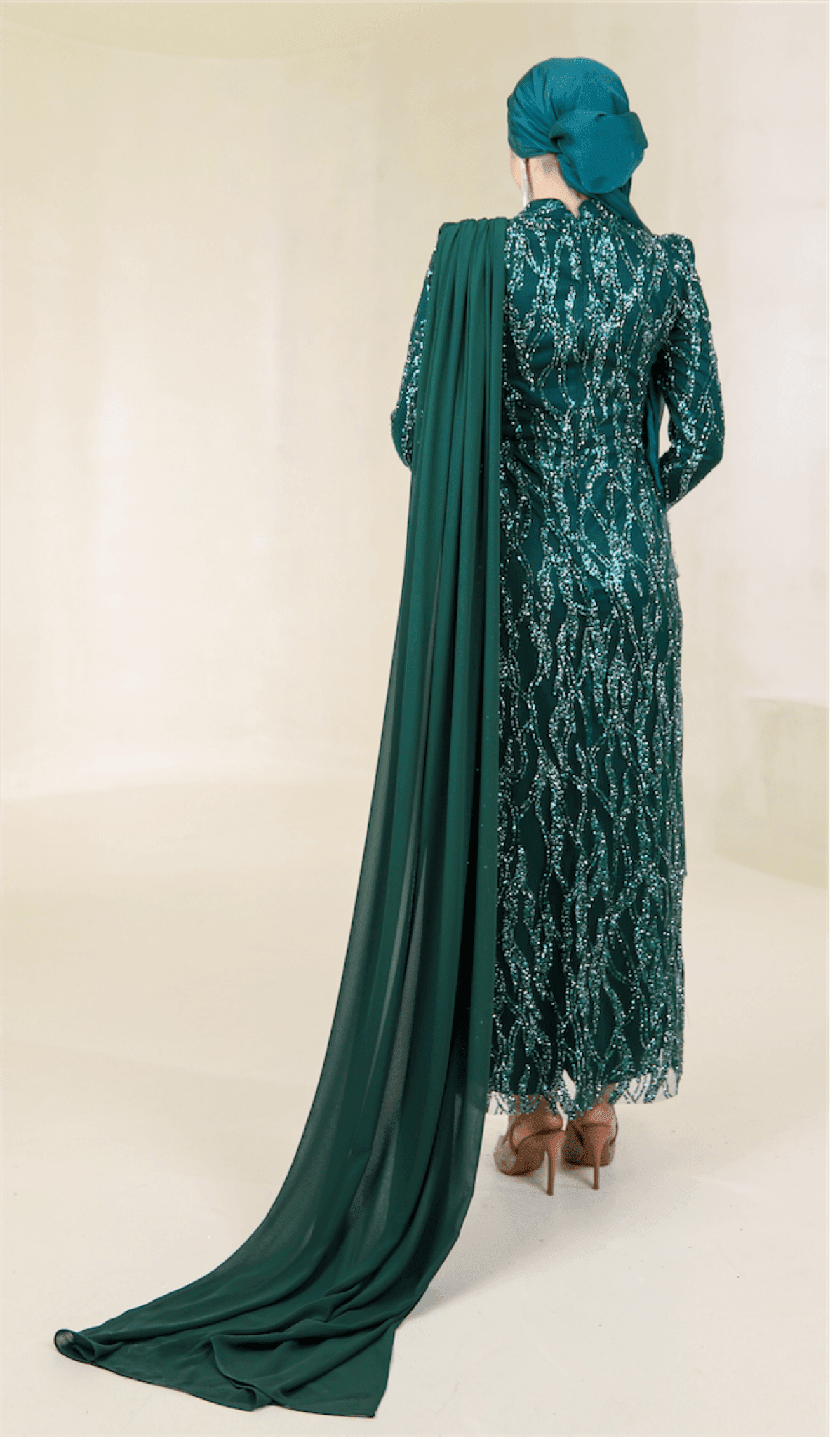 Sare Hijab Evening Dress - Green