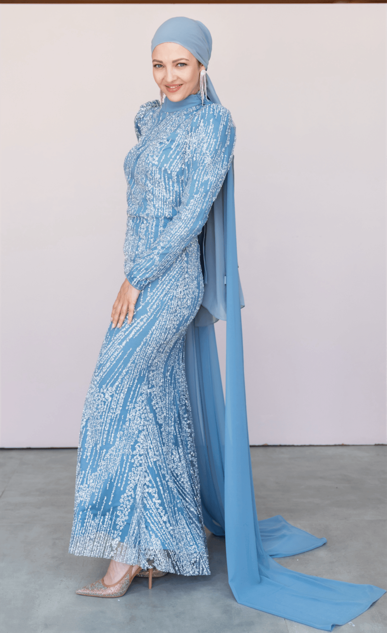 Ambra Hijab Evening Dress - Blue