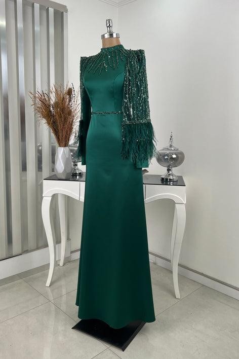 Lily Hijab Evening Dress - Green