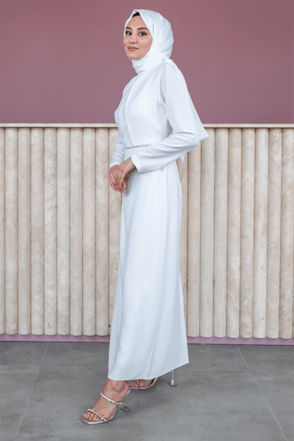 Alya Hijab Evening Dress - White