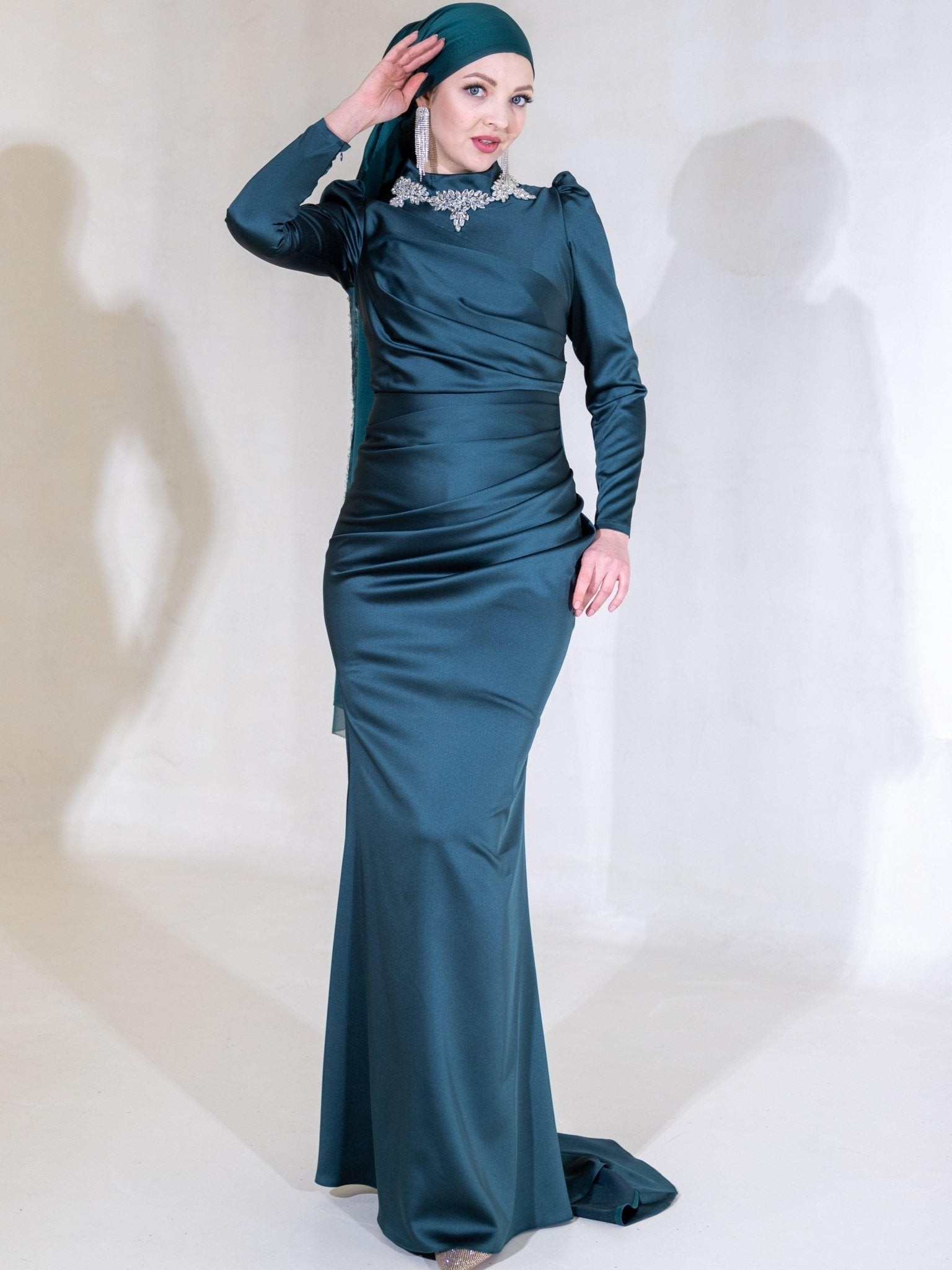 Draped Mira Hijab Evening Dress