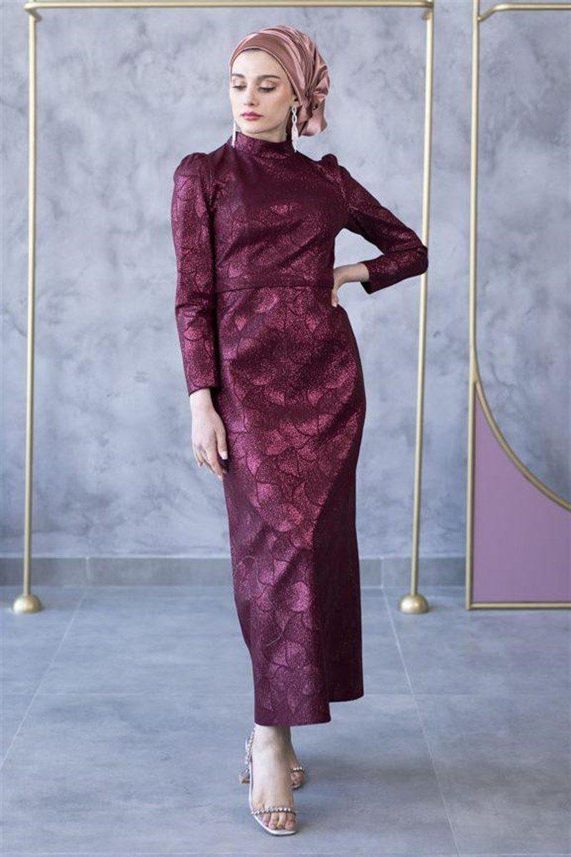 Dalya Hijab Evening Dress - Claret Red