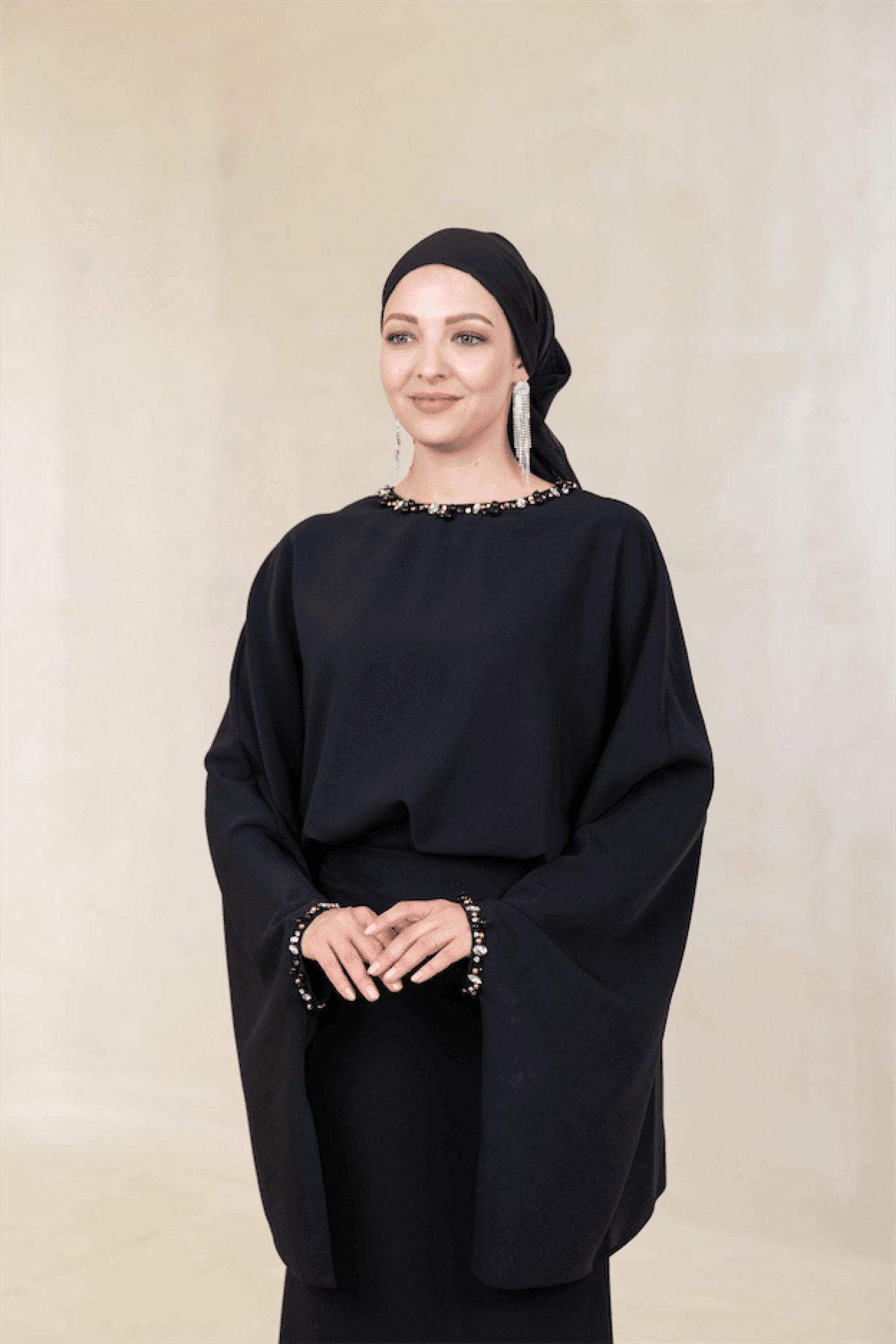 Eveline Hijab Evening Dress - Black