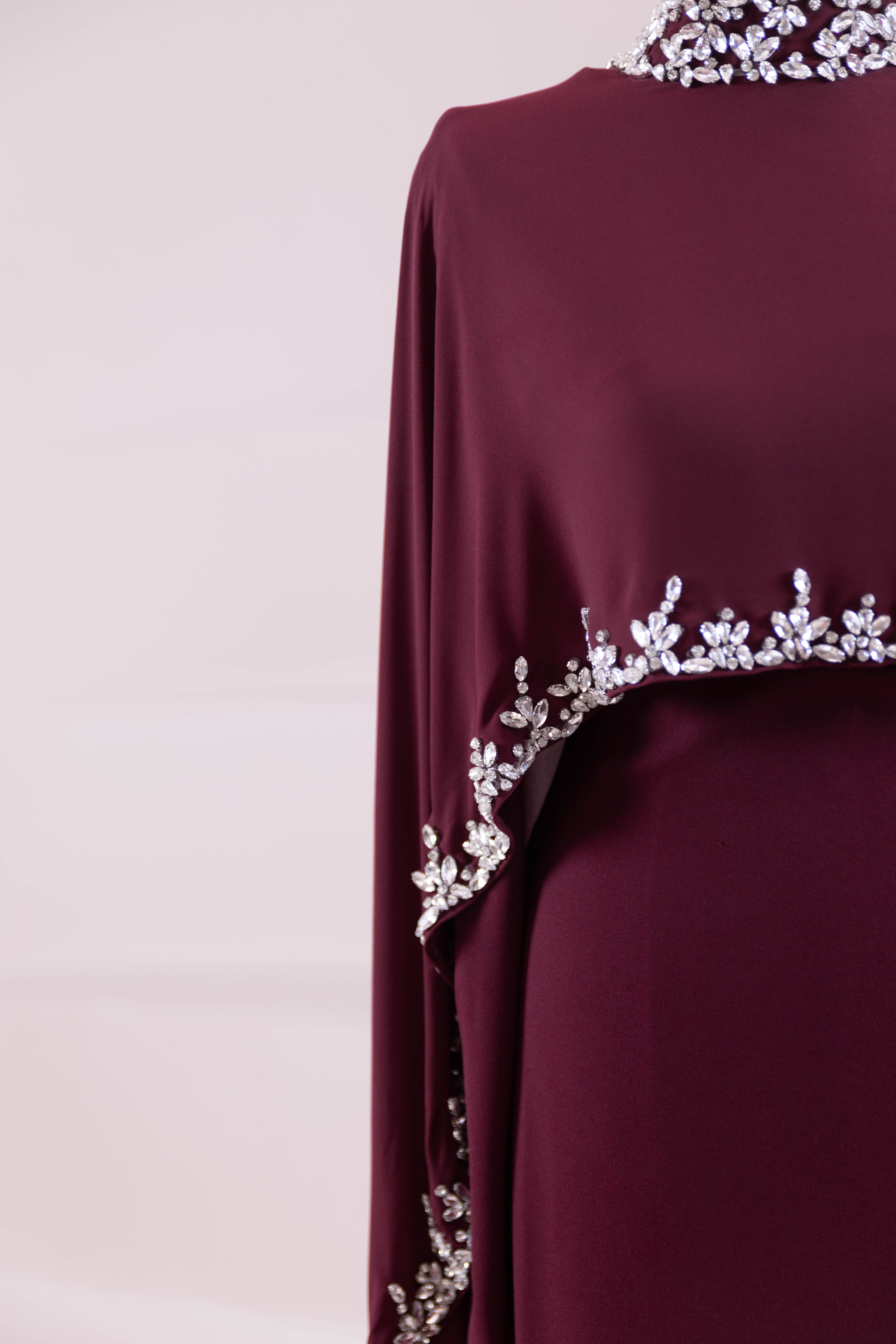 Layali Tesettür Abiye - Burgundy