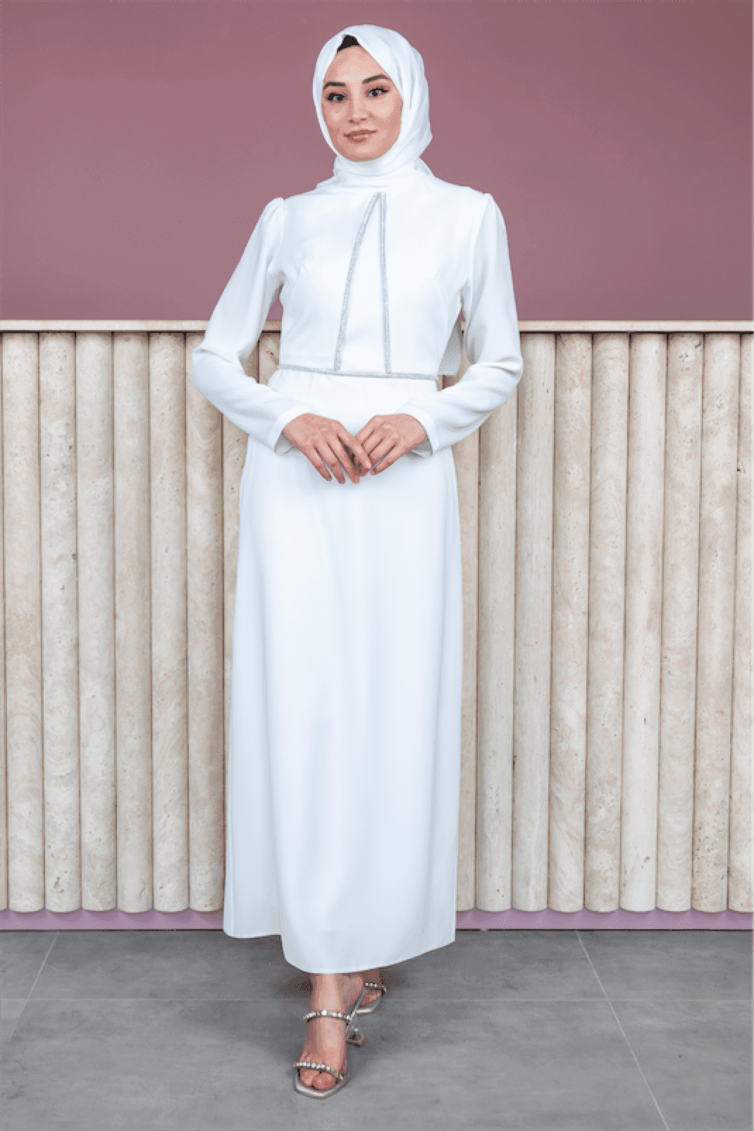 Alya Hijab Evening Dress - White