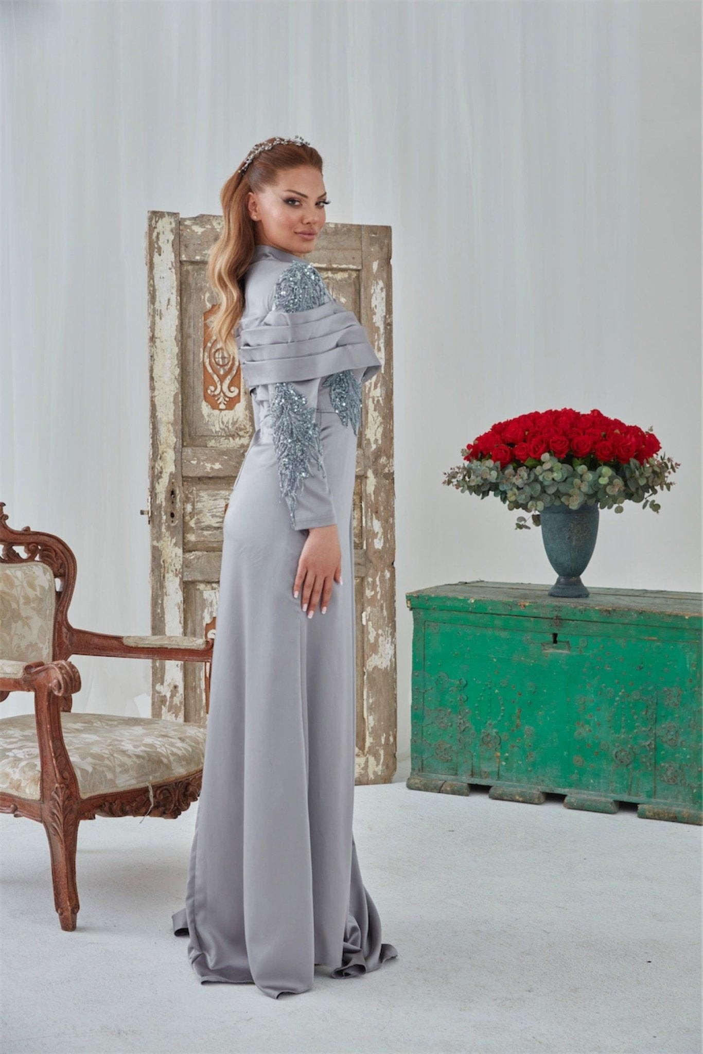 Lima Hijab Evening Dress - Gray