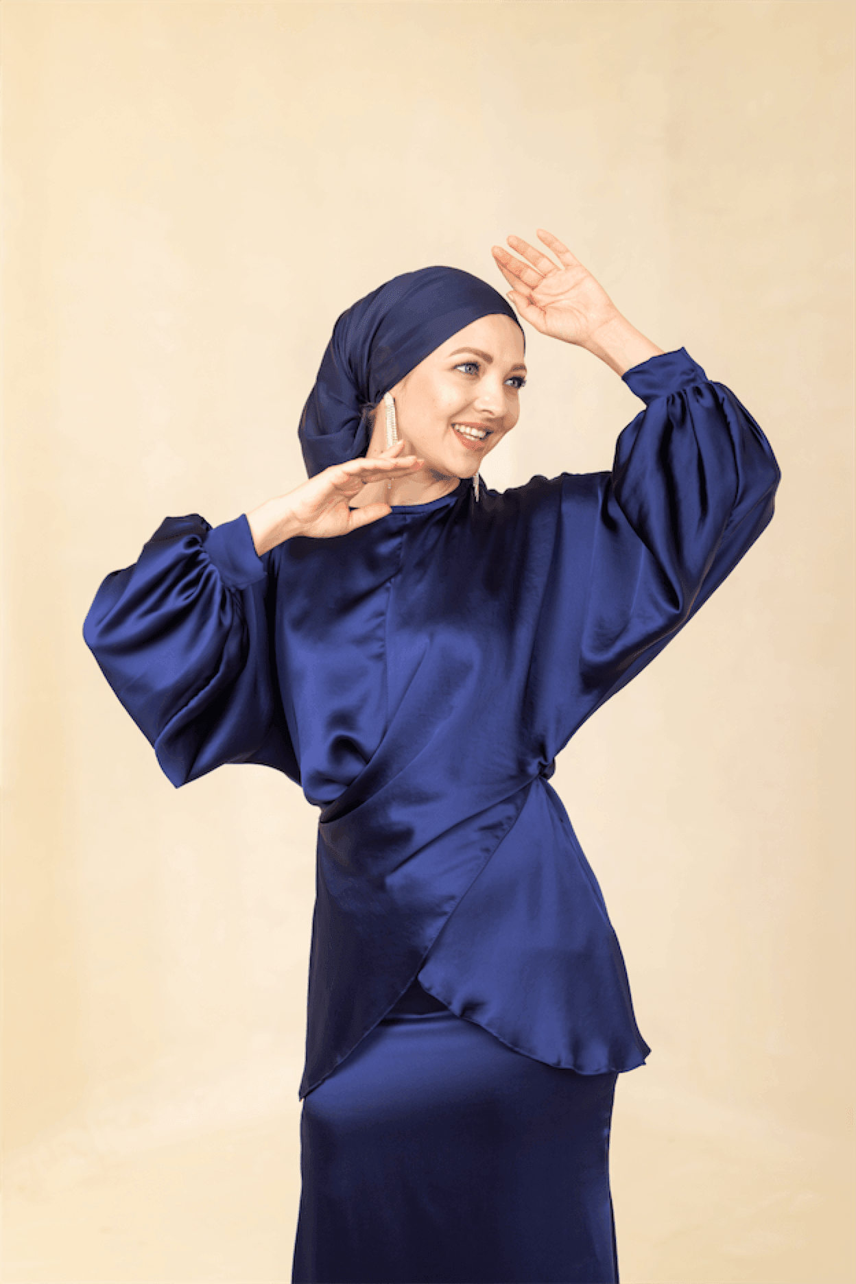 Felicita Hijab Evening Dress - Navy