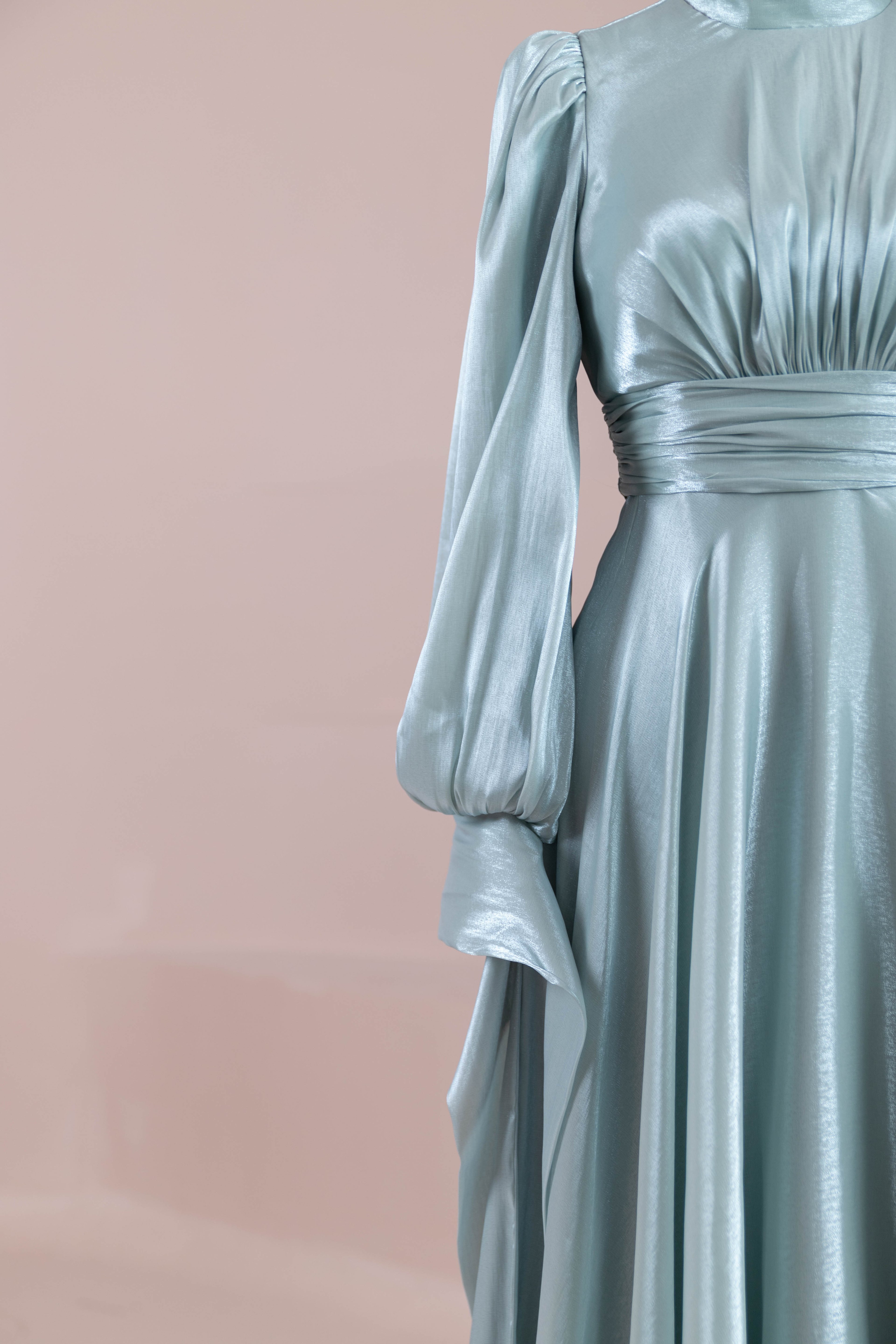 Pearl Tesettür Abiye - mint yeşili