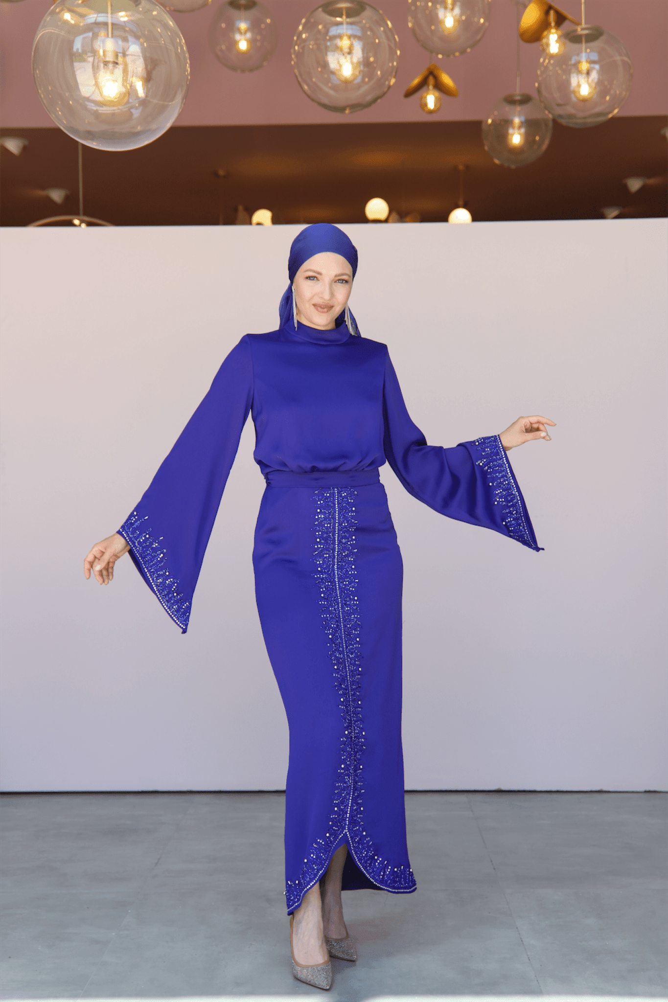 Thai Hijab Evening Dress - Blue