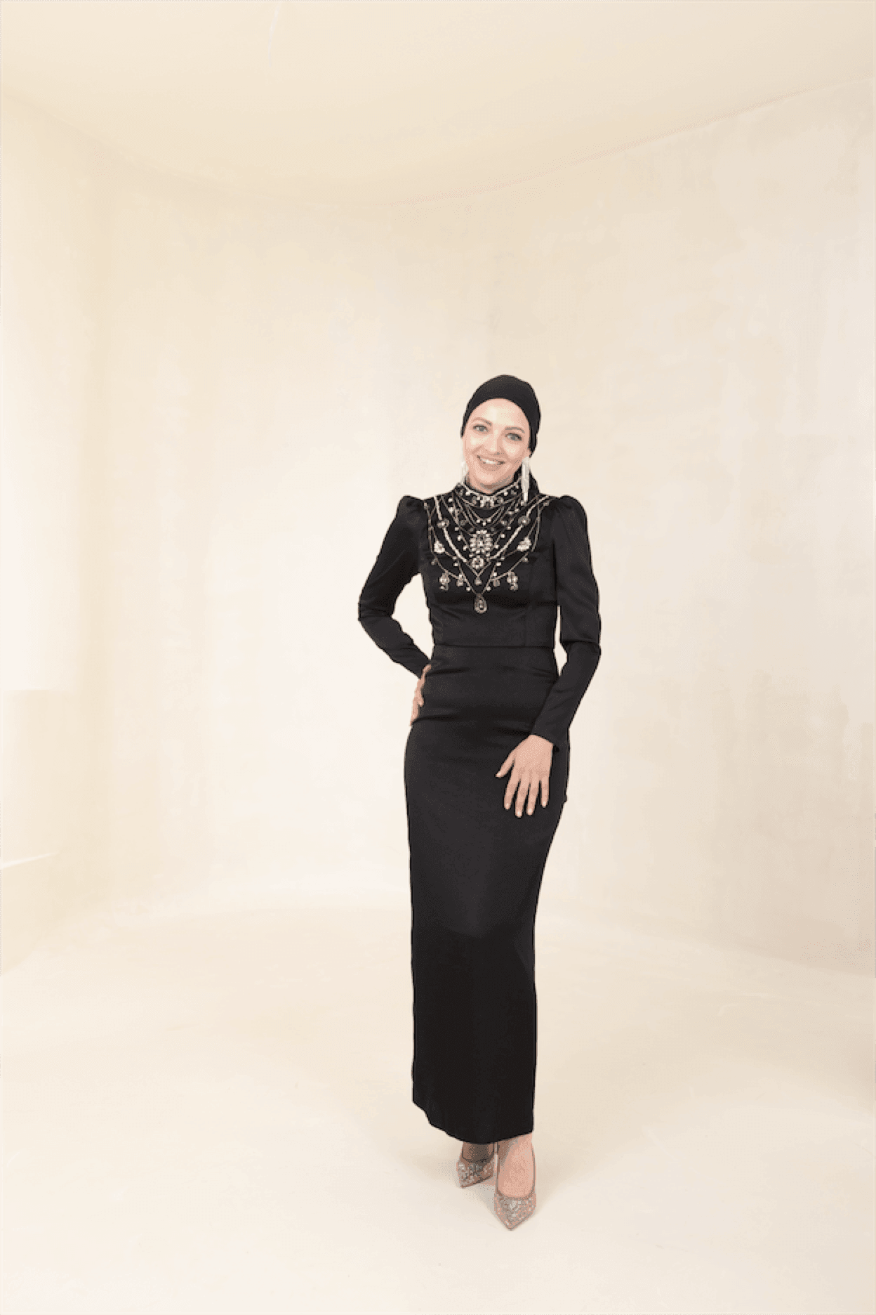 Irene Hijab Evening Dress - Black