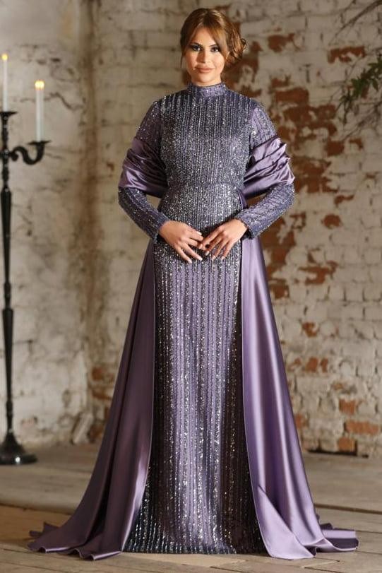 Elisa Hijab Evening Dress - Lilac