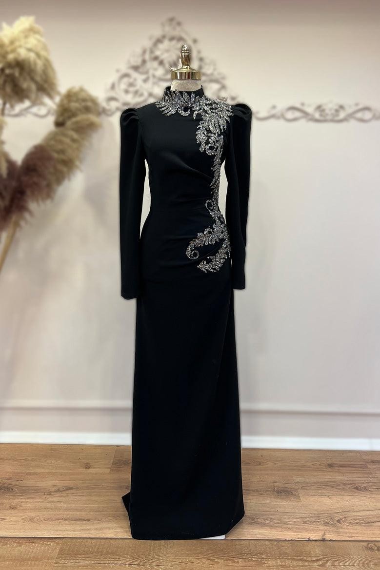 Anna Hijab Evening Dress Black