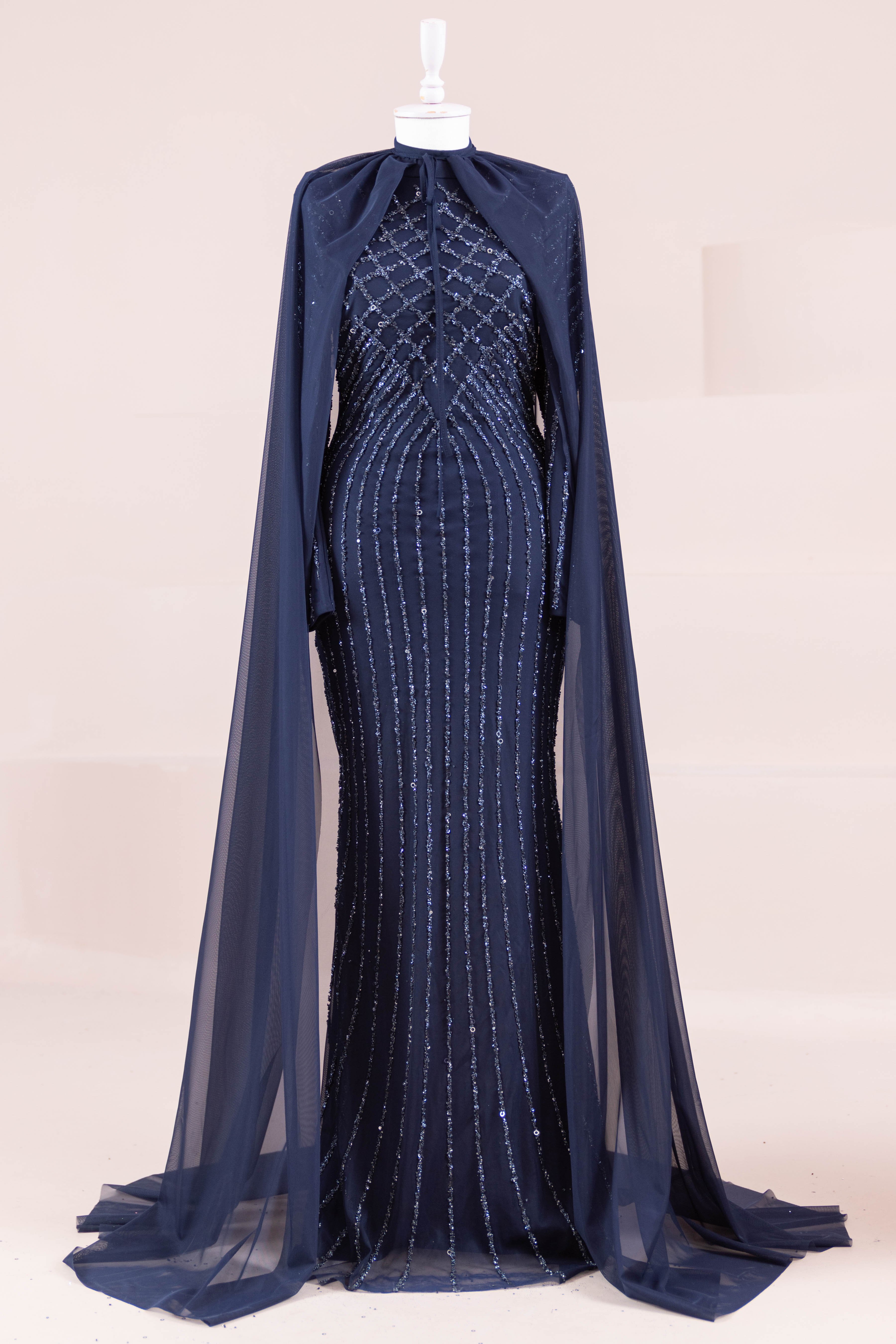 Niva Tesettür Abiye - Navy Blue