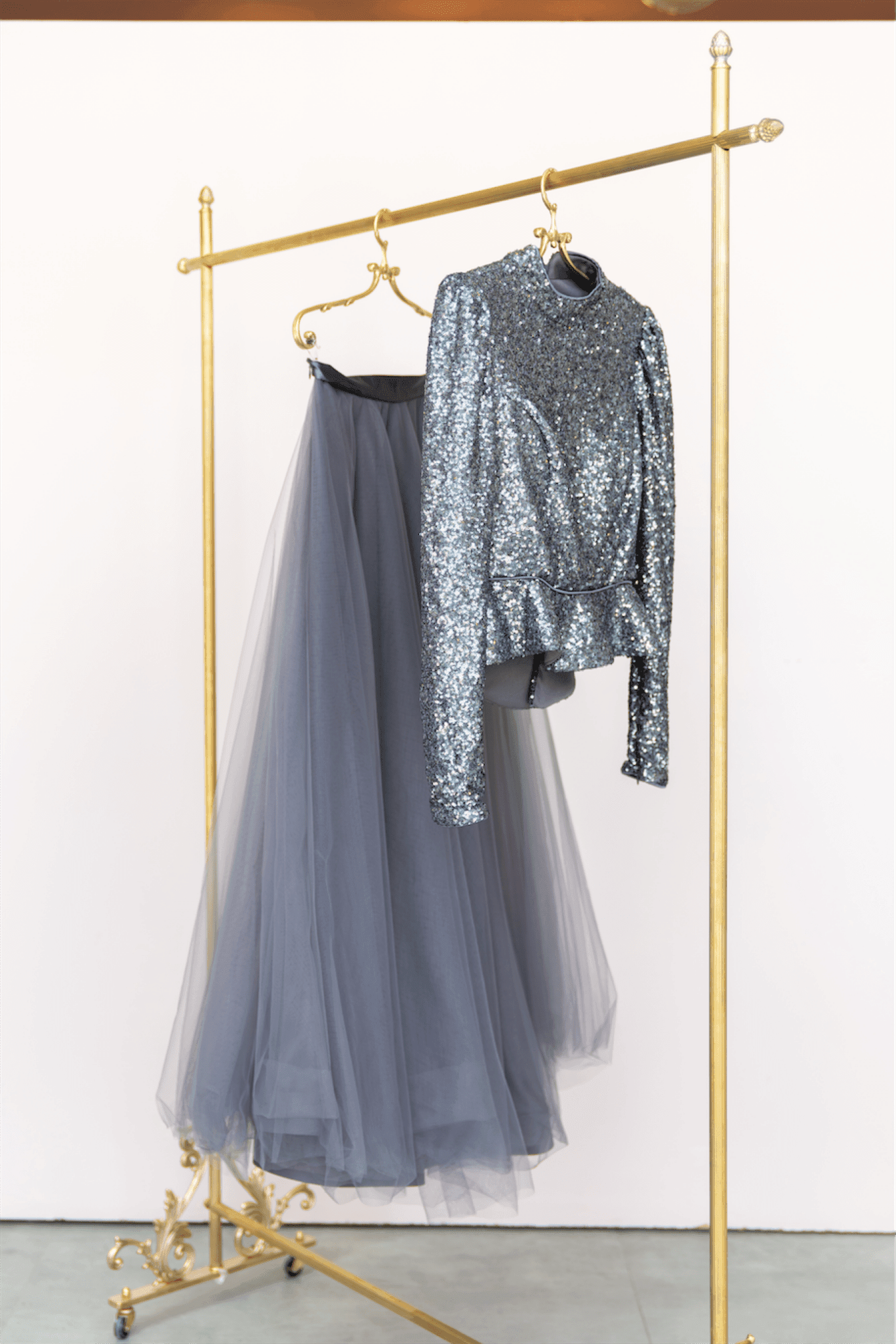 Sequin Peplum Jacket Tutu Skirt Suit Evening Dress - Anthracite