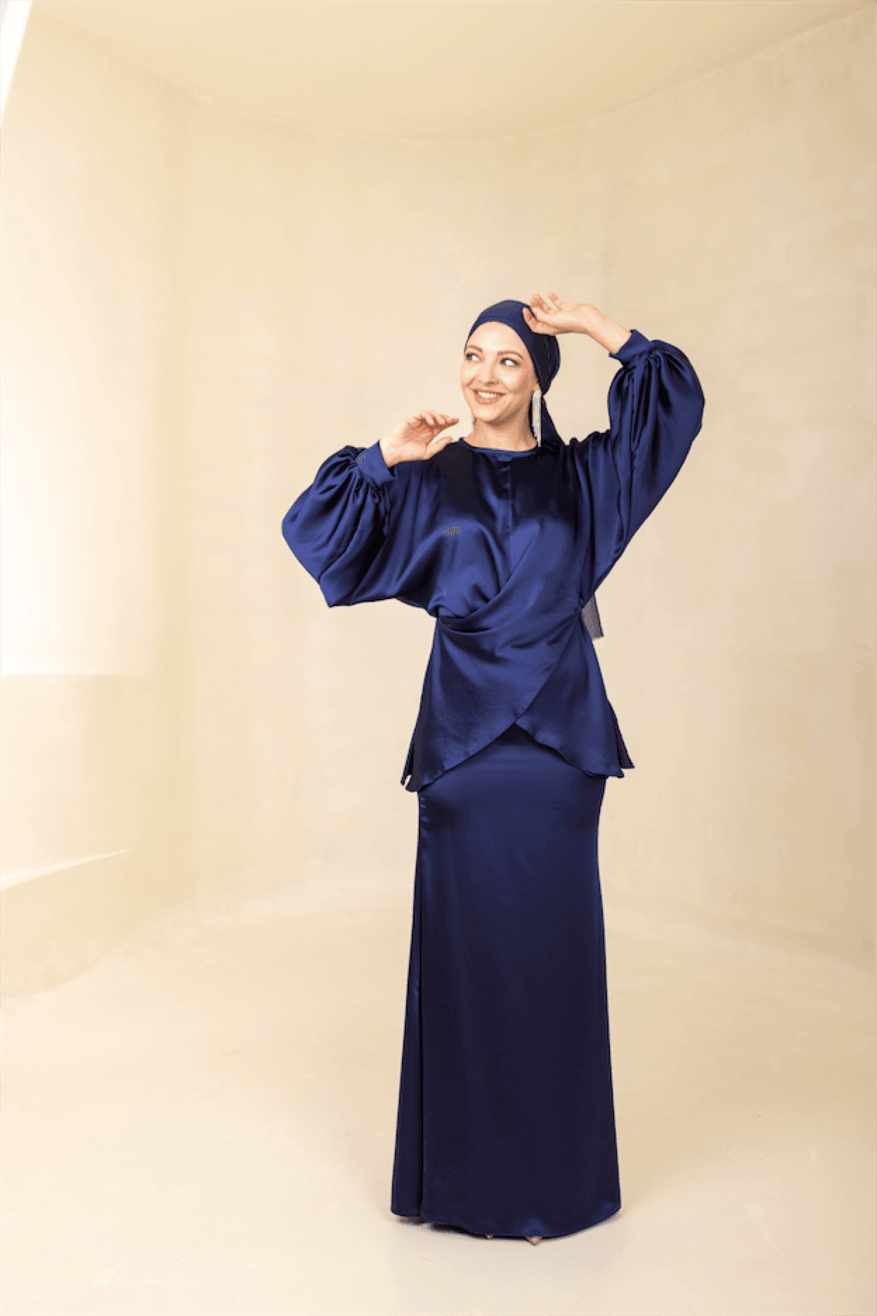 Felicita Hijab Evening Dress - Navy