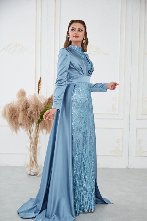 Bella Hijab Evening Dress - Blue