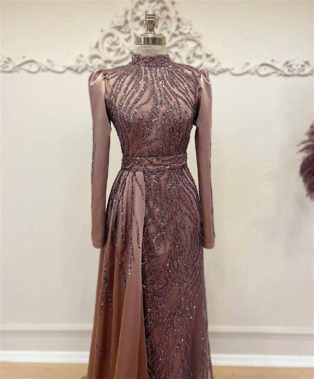 Zühre Hijab Evening Dress - Copper