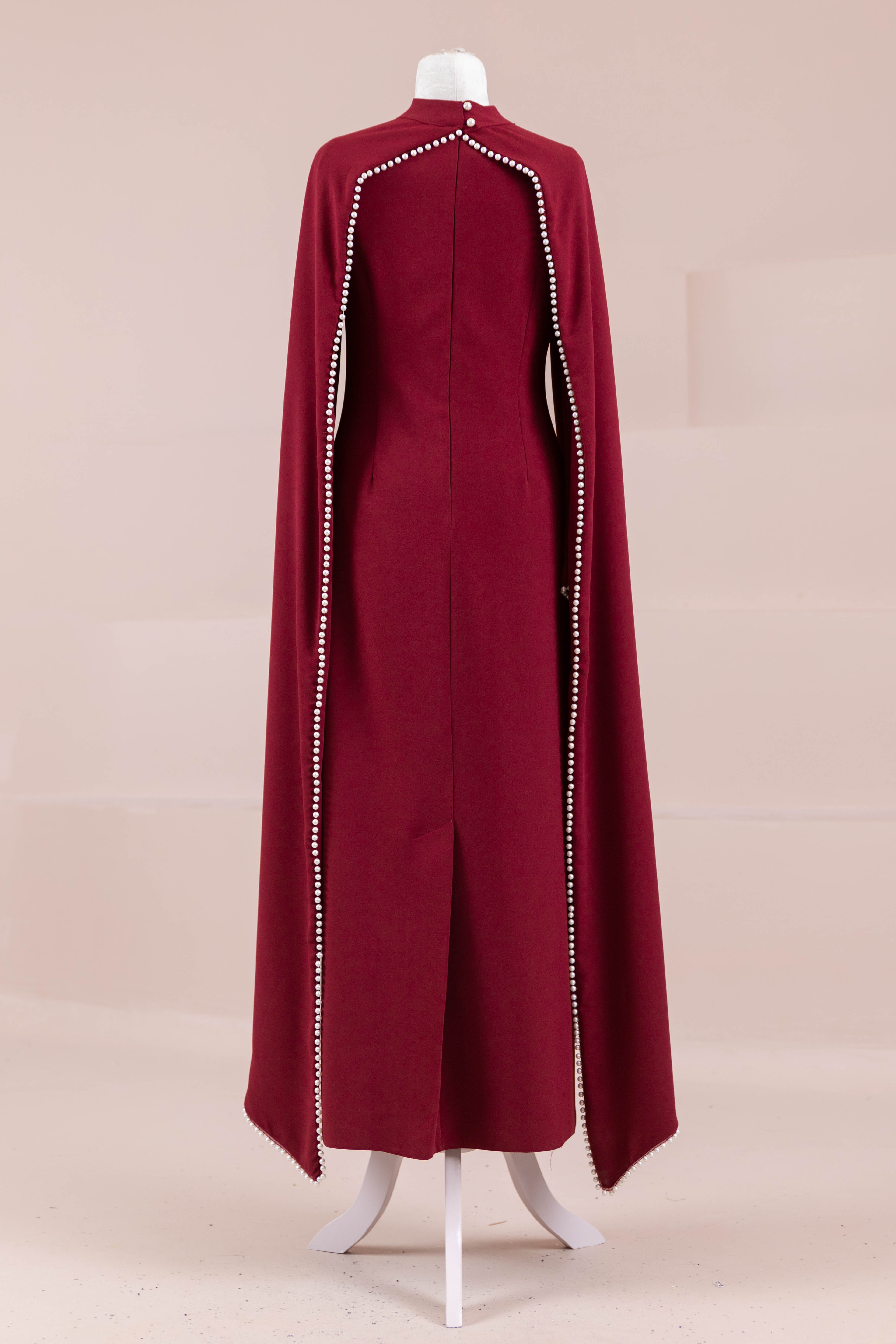 Jawhar Tesettür Abiye  - Burgundy