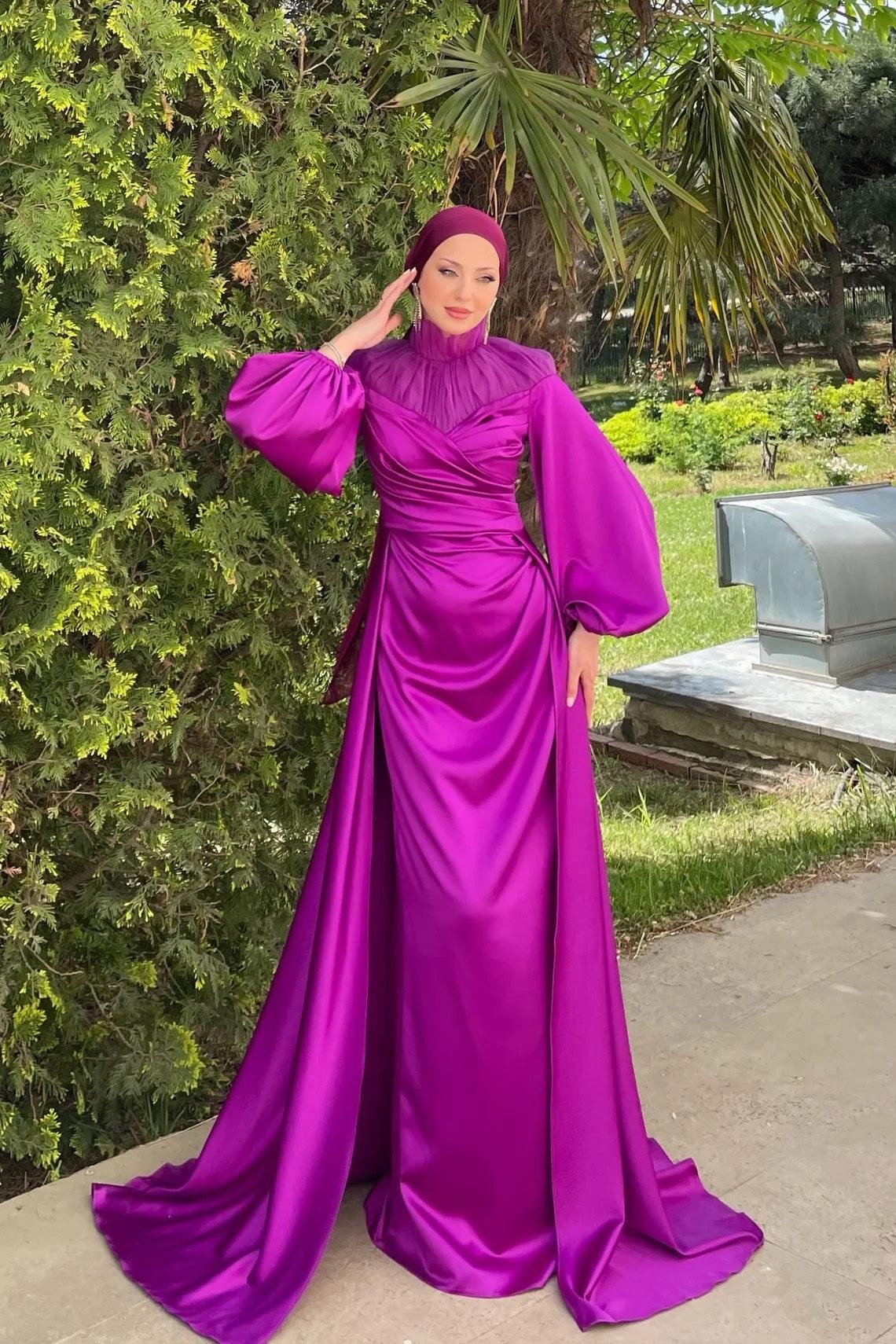 Eftelya Hijab Evening Dress - Purple