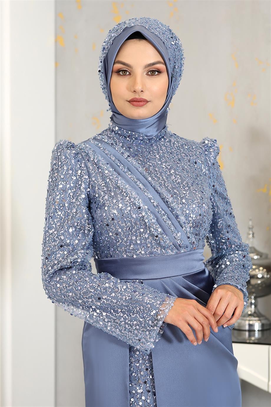 Şehrazat Hijab Abendkleid Blau
