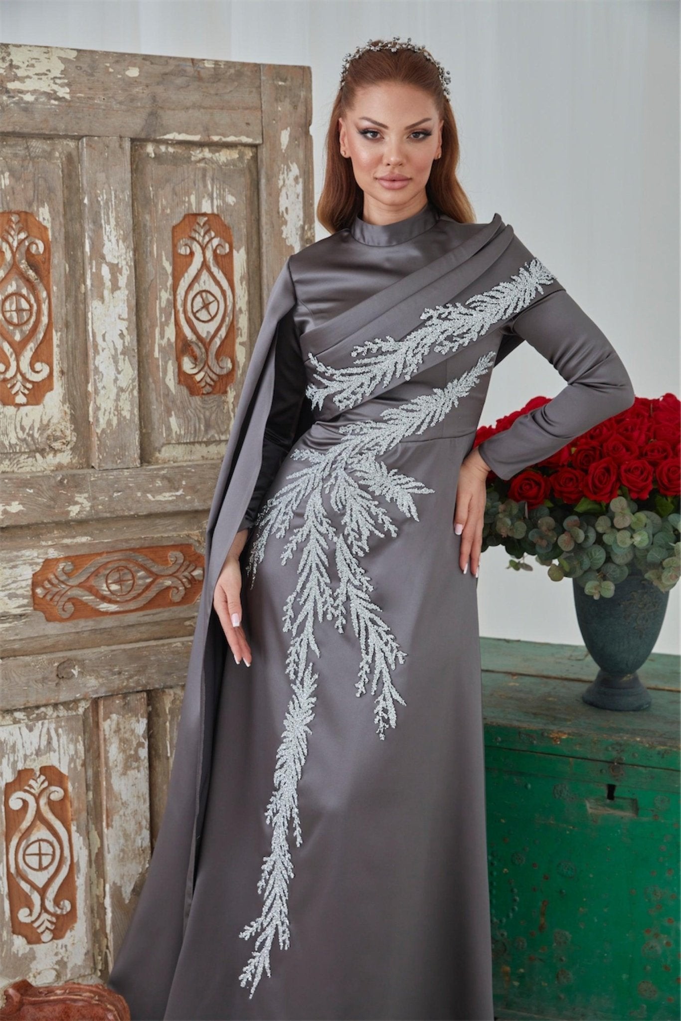 Emily Hijab Abendkleid – Grau