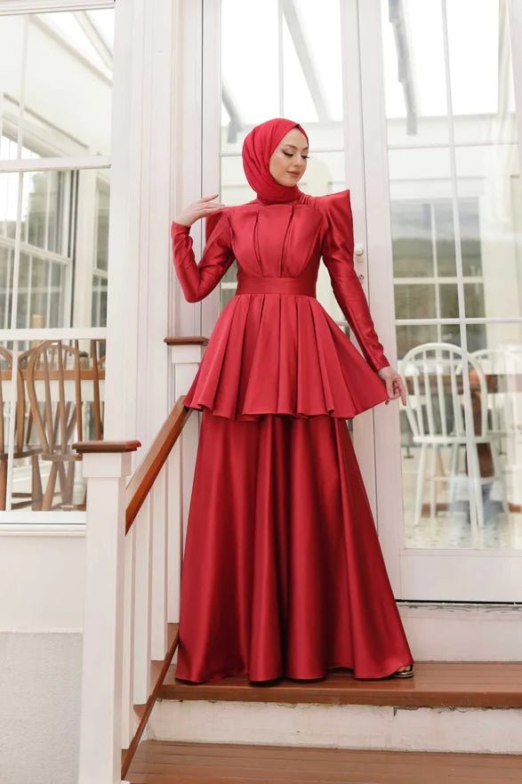 Anka Hijab Evening Dress - Red