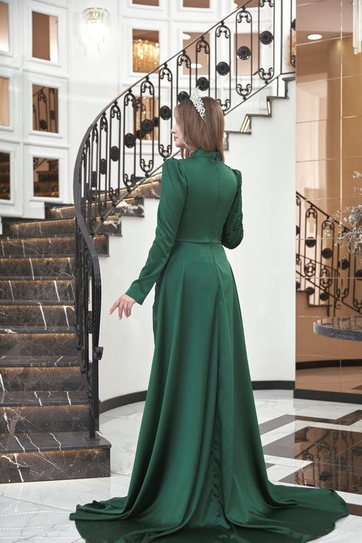 Helen Hijab Evening Dress - Emerald