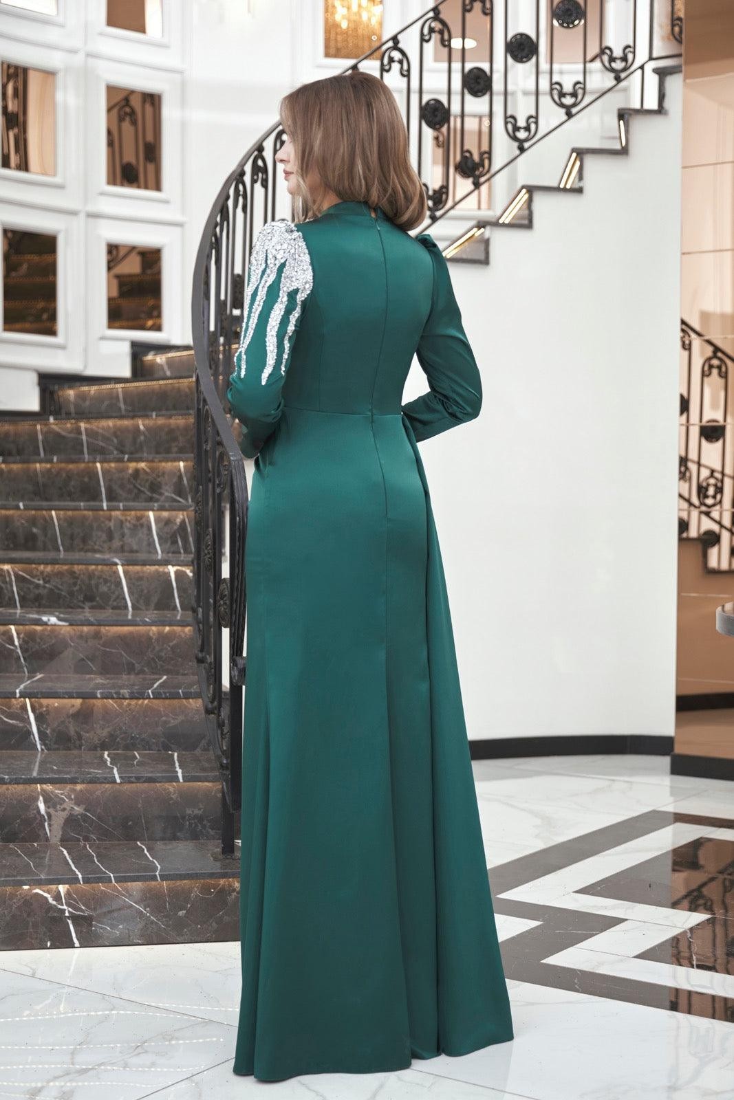 Talu Hijab Evening Dress - Emerald