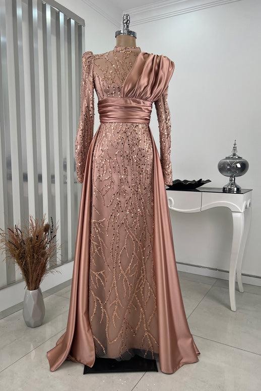 Belinay Hijab Evening Dress - Onion Skin