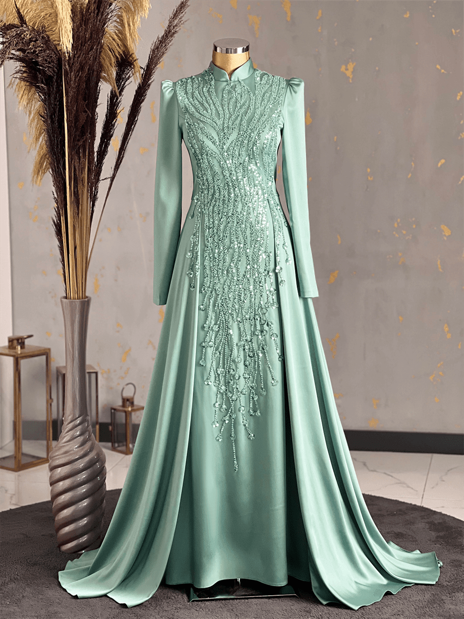 Damla Hijab Abendkleid Mint