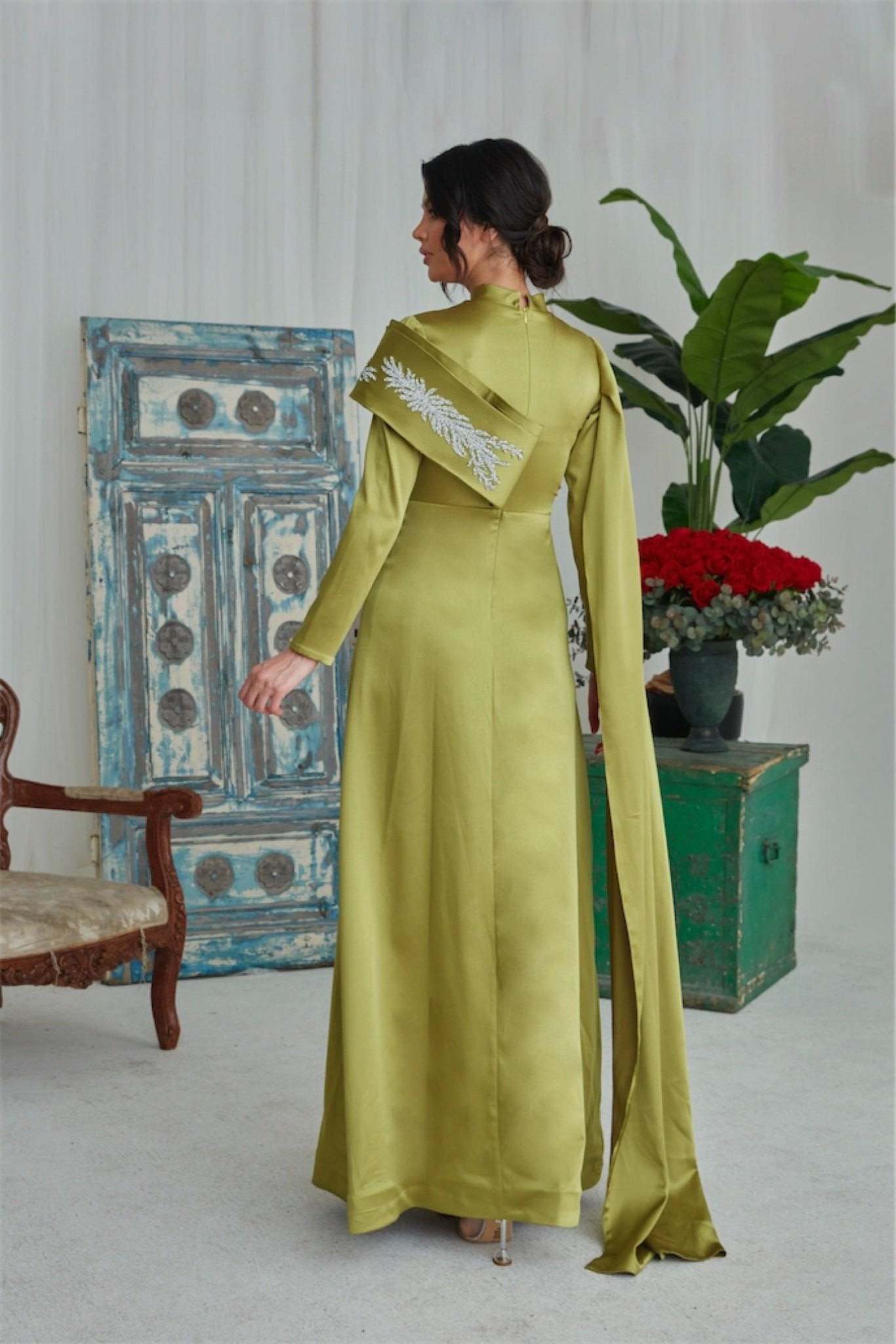 Emily Hijab Abendkleid – Ölgrün
